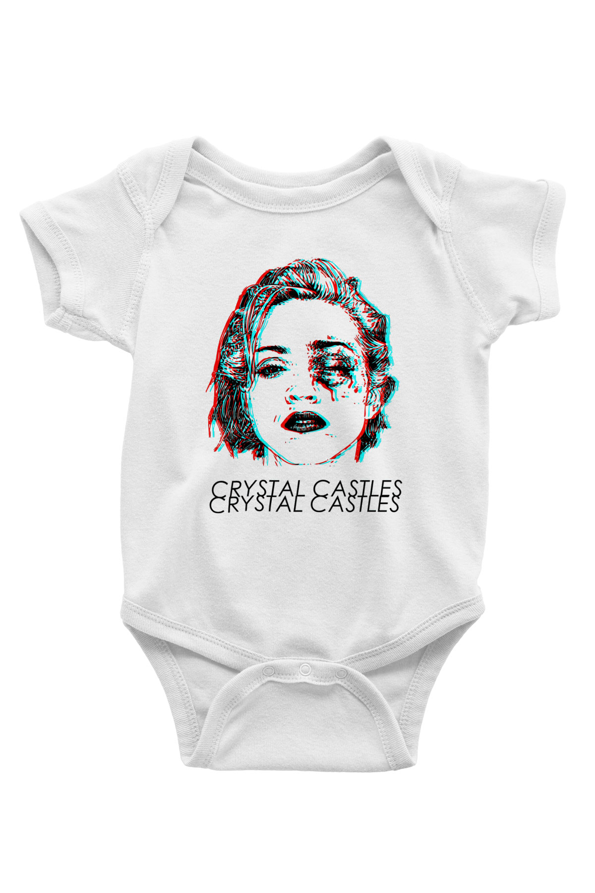 Crystal Castles Baskılı Beyaz Unisex Bebek Body - Zıbın