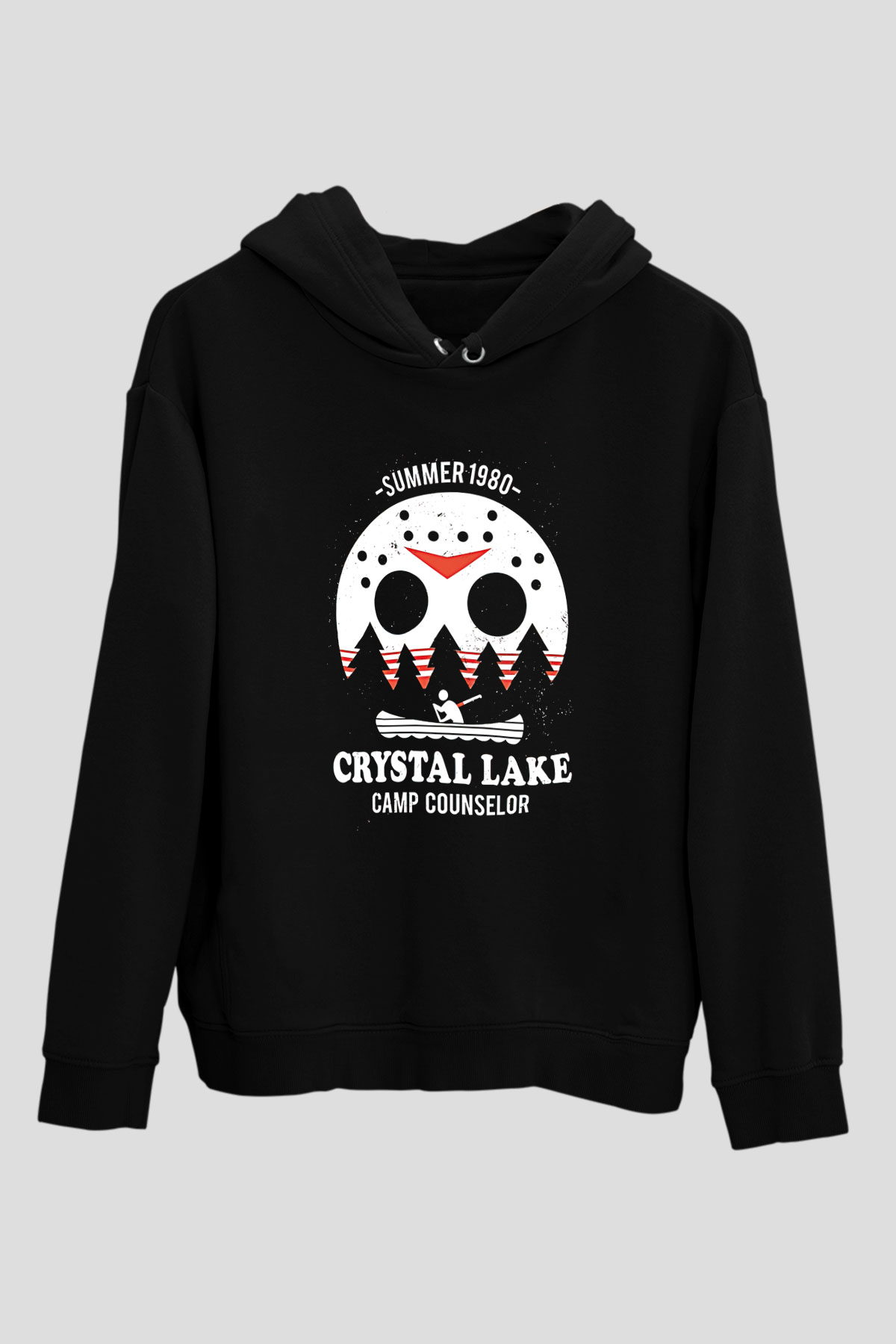 Crystal Lake Baskılı Unisex Siyah Kapüşonlu Sweatshirt