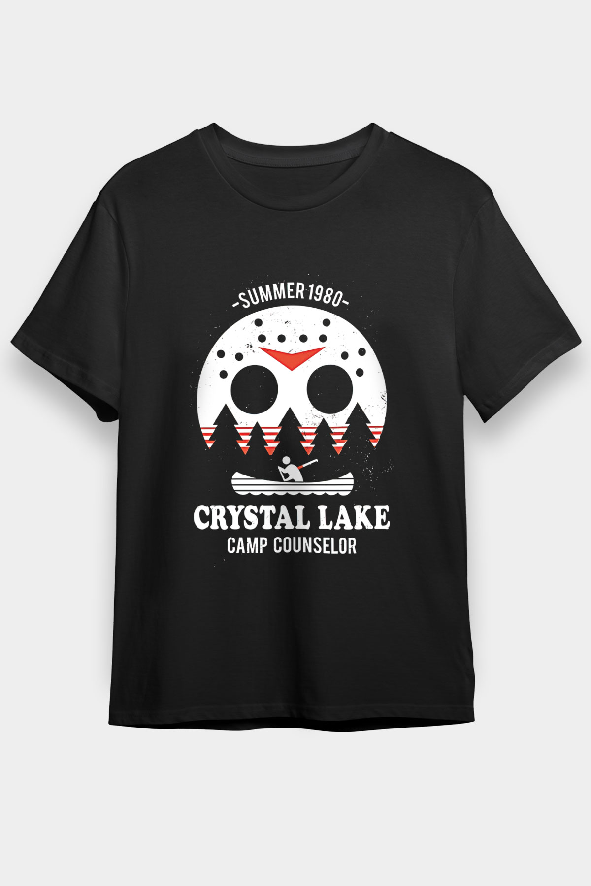 Crystal Lake Baskılı Unisex Siyah Tişört - Tshirt