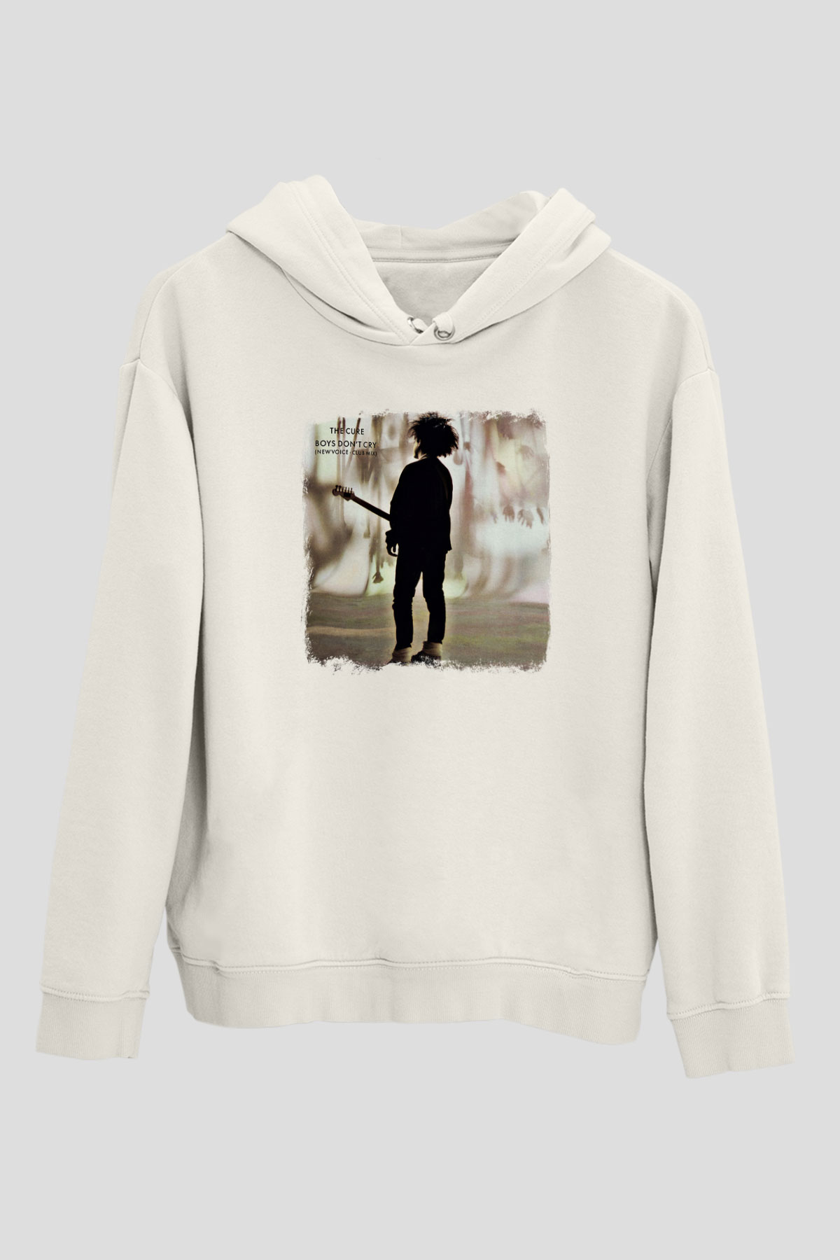 Cure Baskılı Unisex Beyaz Hoodie