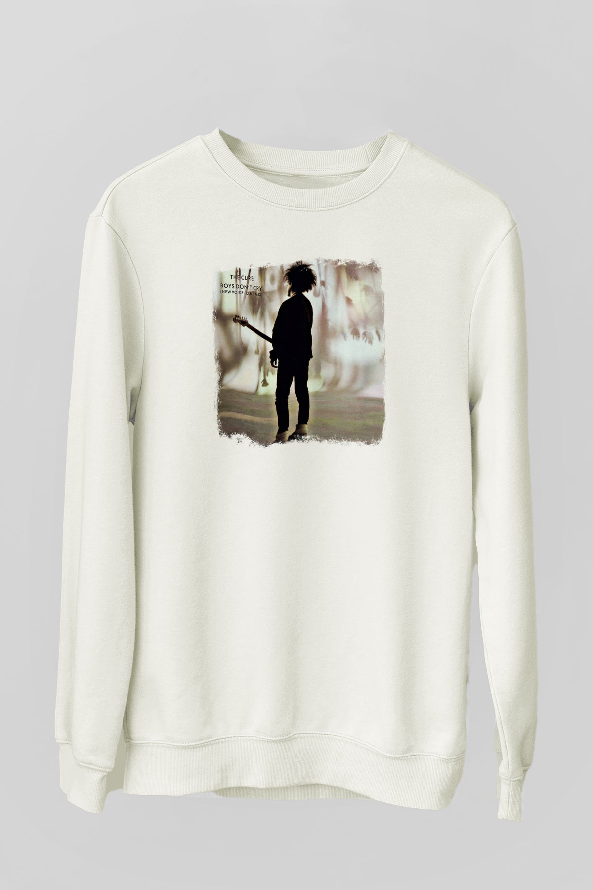 Cure Baskılı Unisex Beyaz Sweatshirt