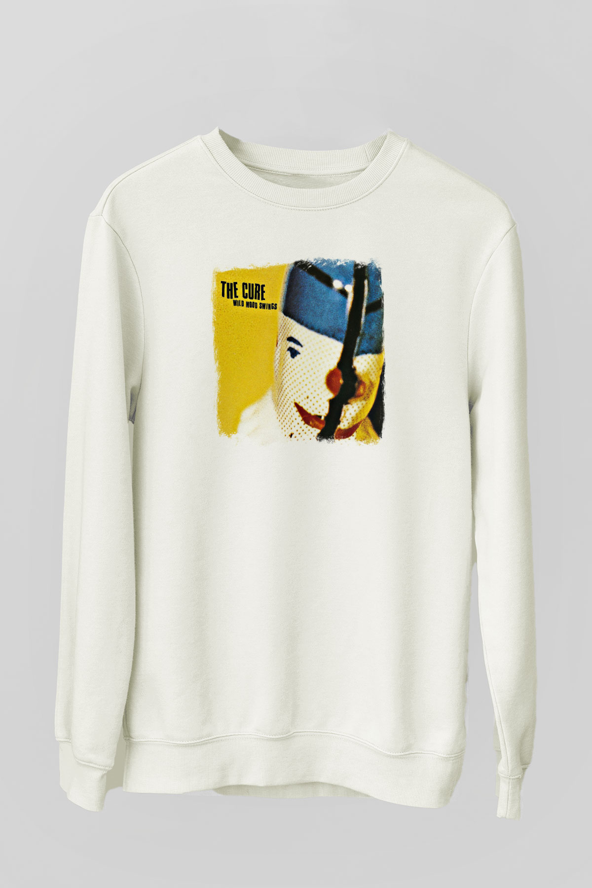 Cure Baskılı Unisex Beyaz Sweatshirt