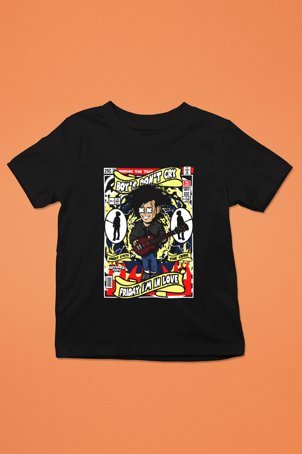 Cure Baskılı Unisex Siyah Çocuk Tişört