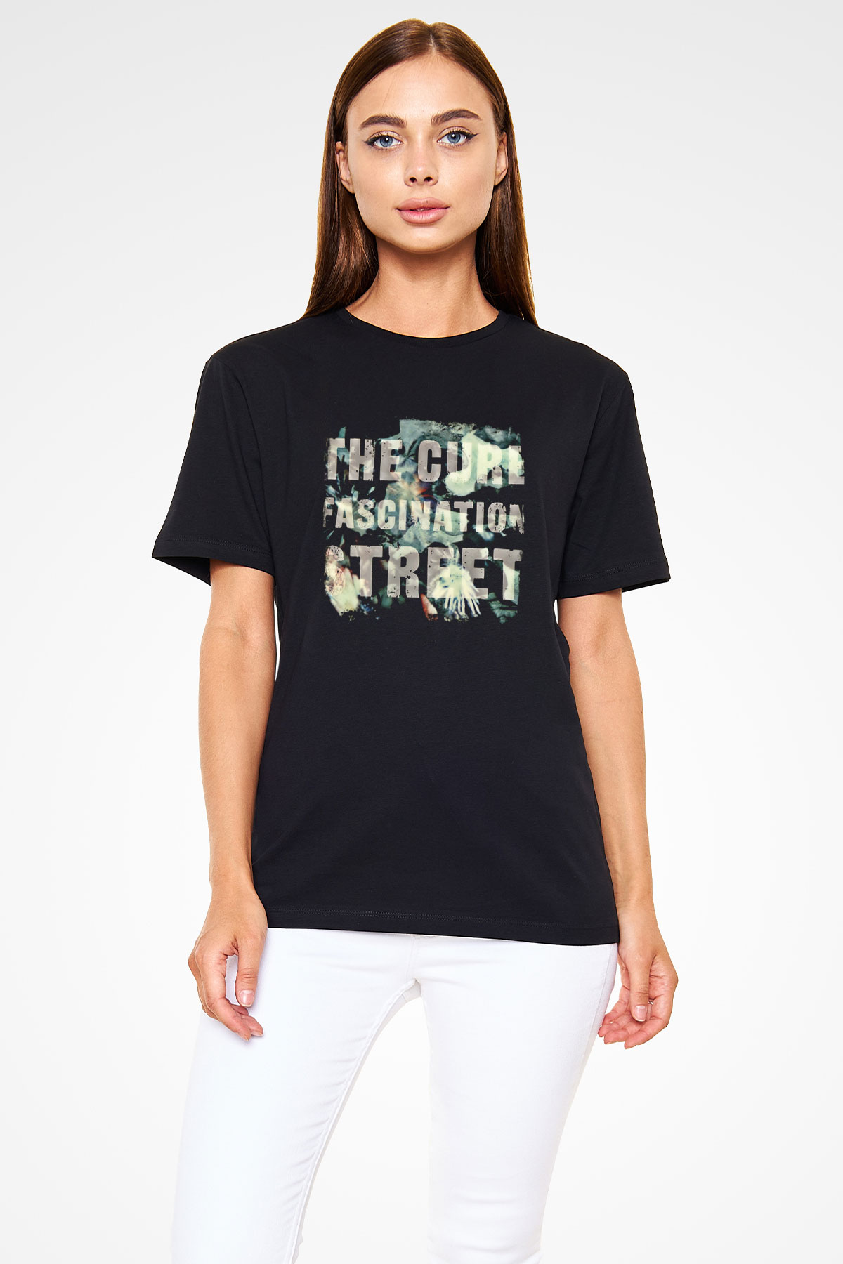Cure Baskılı Unisex Siyah Tişört