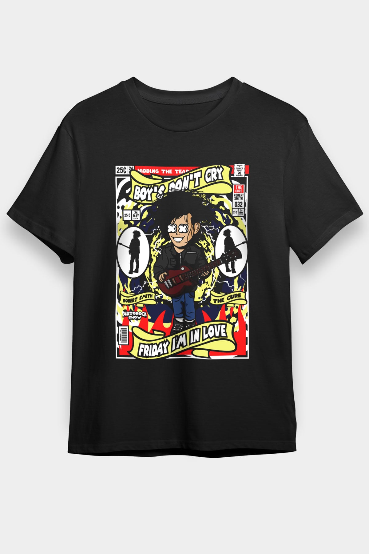 Cure Baskılı Unisex Siyah Tişört