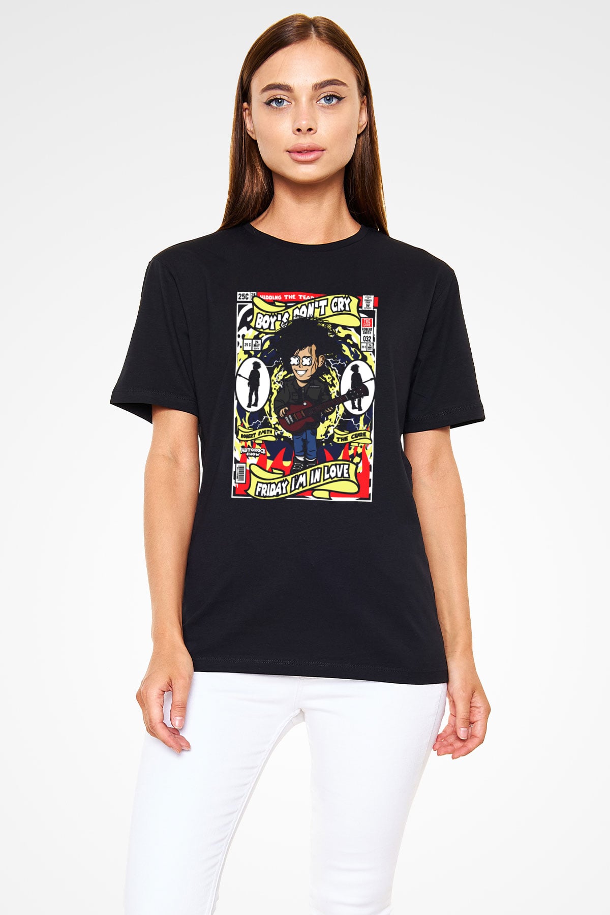 Cure Baskılı Unisex Siyah Tişört