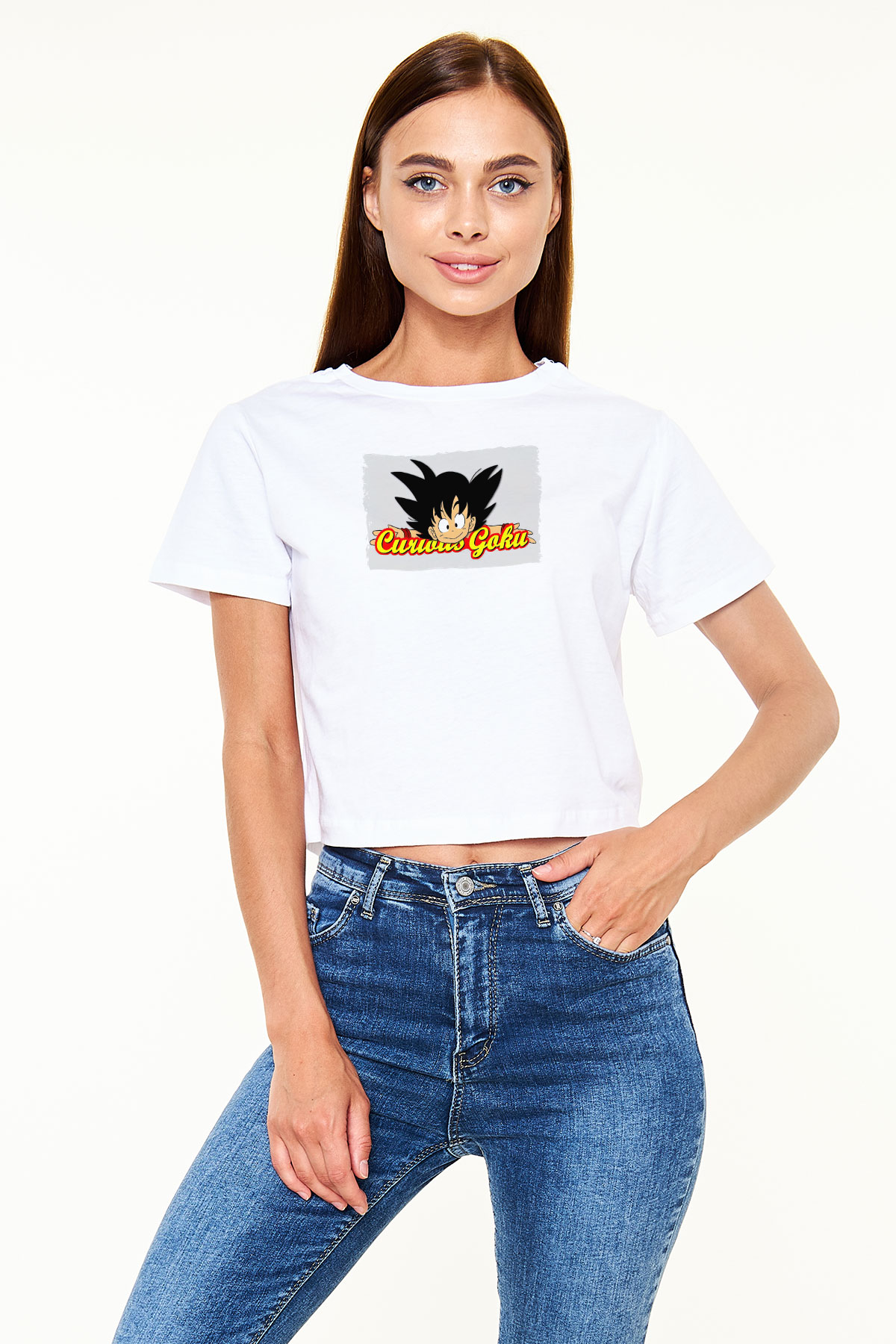 Curious George Beyaz  Crop Top Tişört