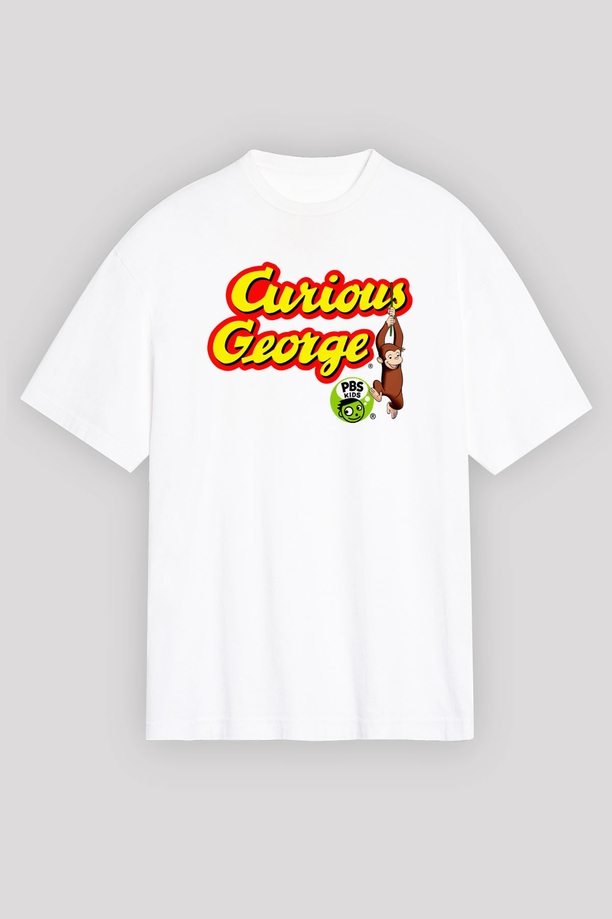 Curious George Beyaz Oversize Tişört Oversize T-shirt