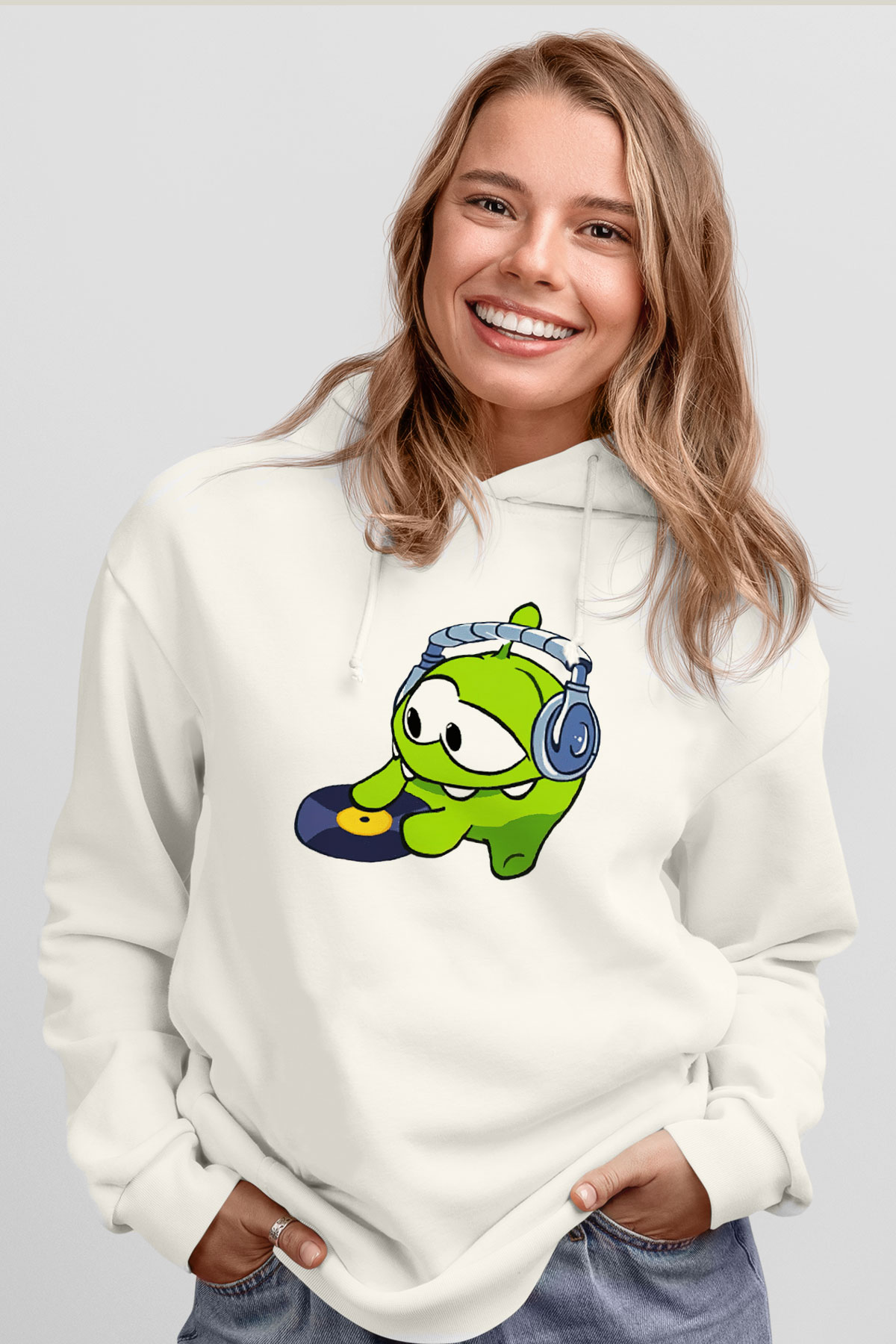 Cut the Rope Beyaz Unisex Kapşonlu Sweatshirt