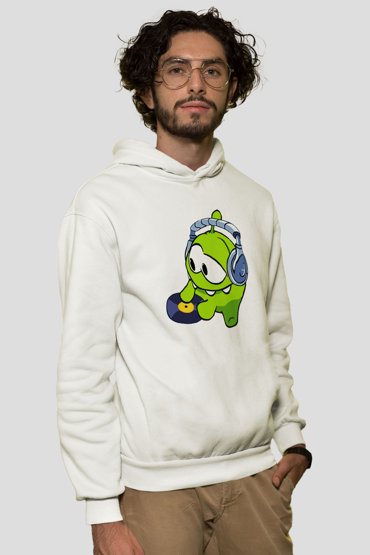 Cut the Rope Beyaz Unisex Kapşonlu Sweatshirt