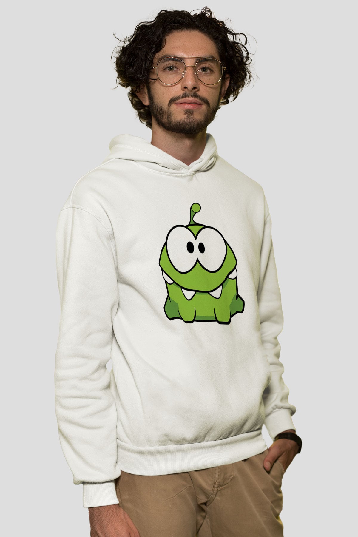 Cut the Rope Beyaz Unisex Kapşonlu Sweatshirt