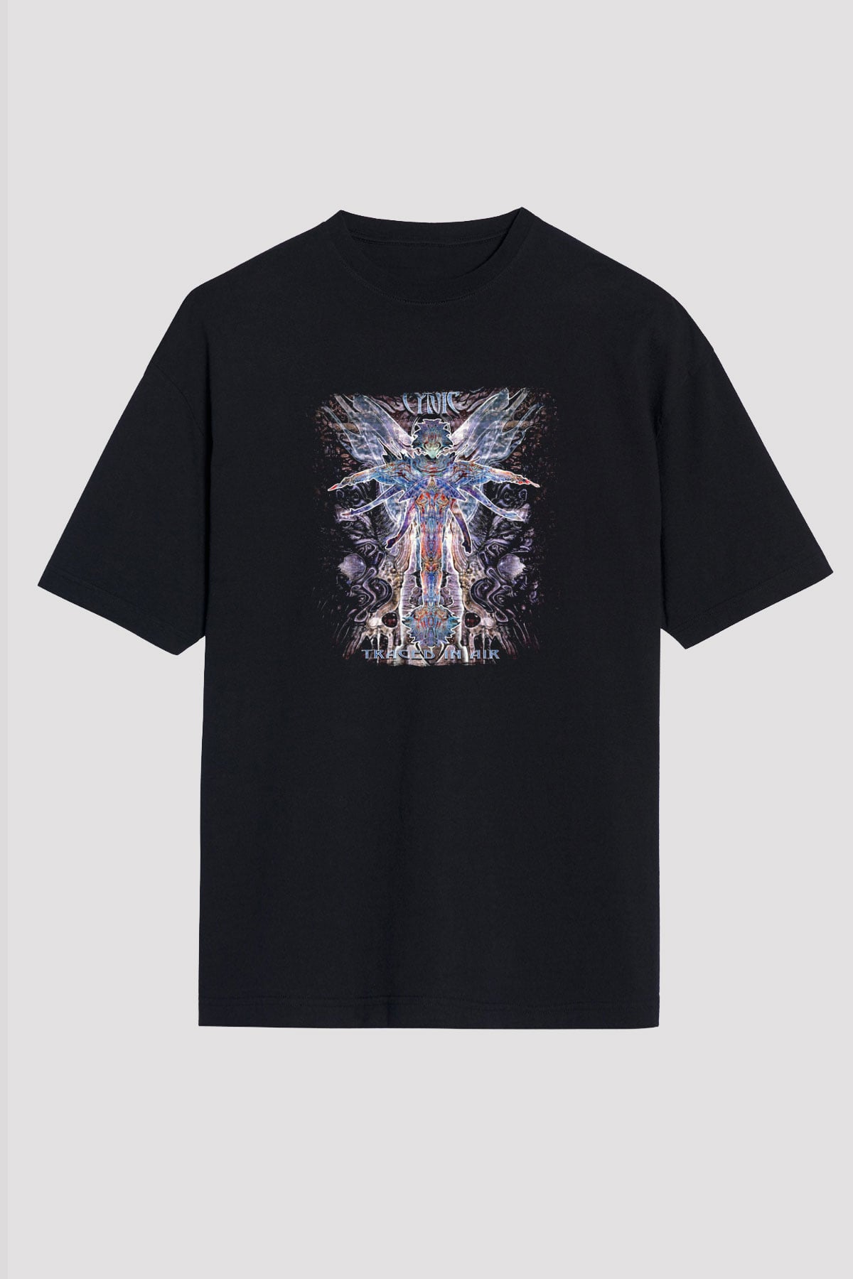 Cynic Baskılı Unisex Siyah Oversize Tişört