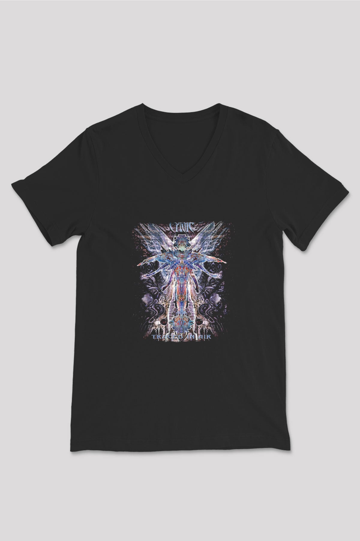 Cynic Baskılı Unisex Siyah V Yaka Tişört