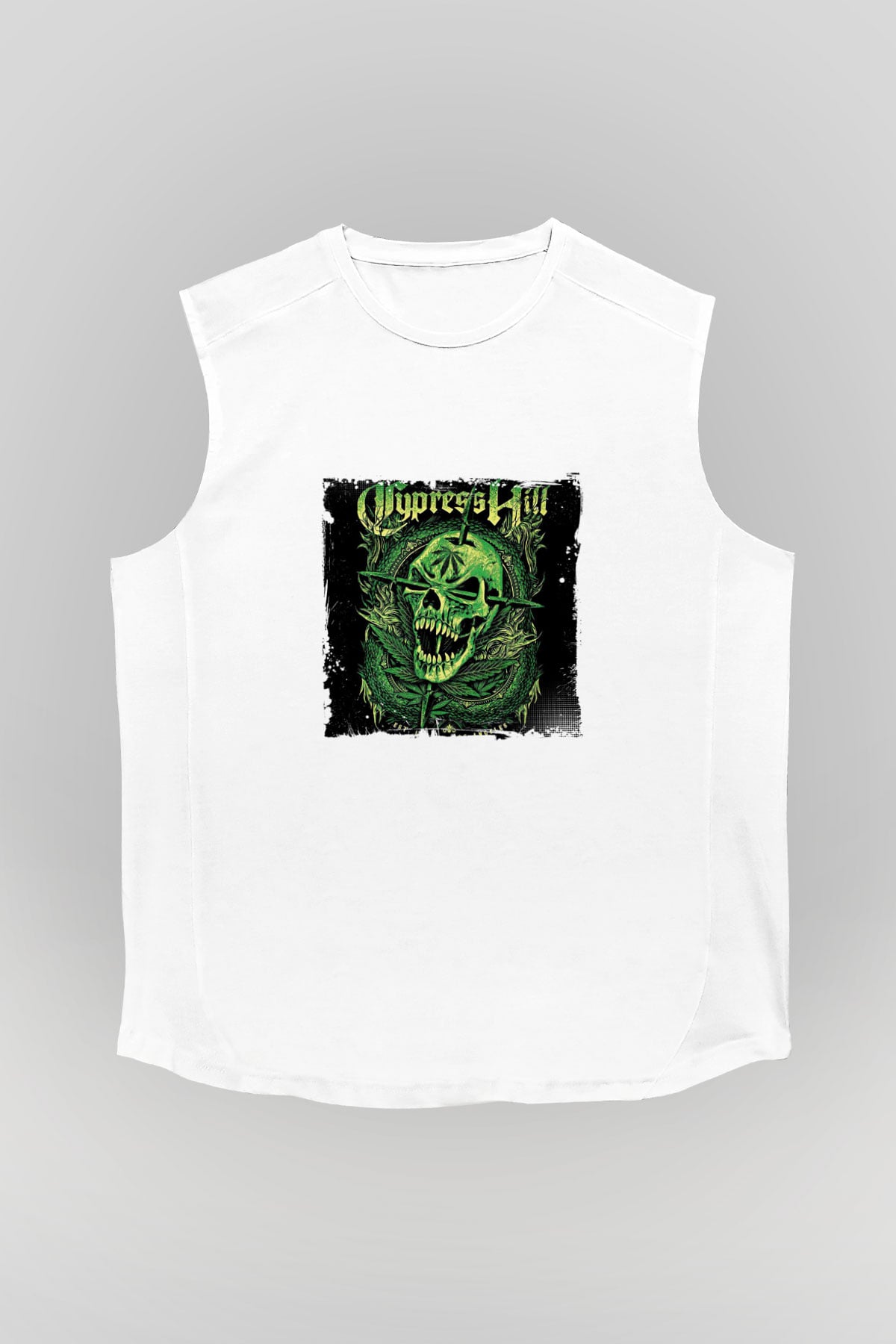 Cypress Hill Baskılı Unisex Beyaz Kolsuz Tişört