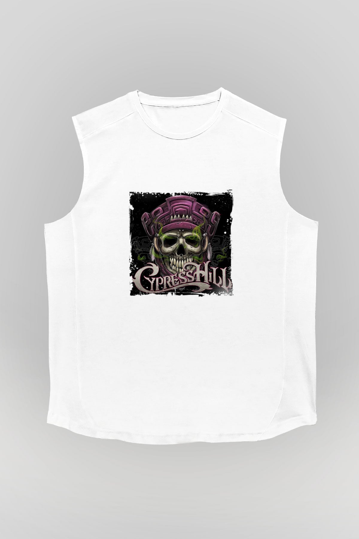 Cypress Hill Baskılı Unisex Beyaz Kolsuz Tişört