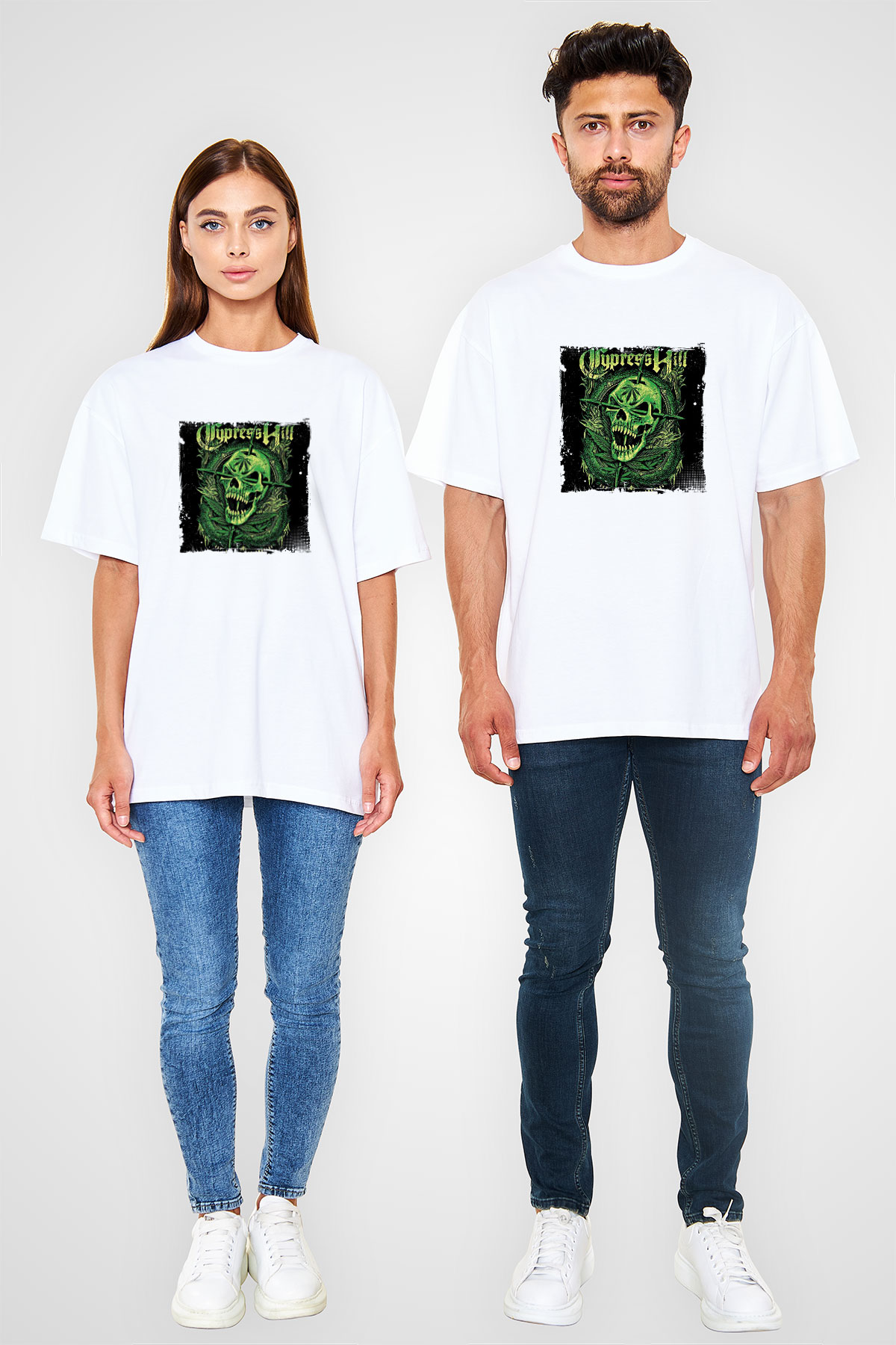 Cypress Hill Baskılı Oversize Beyaz Tişört