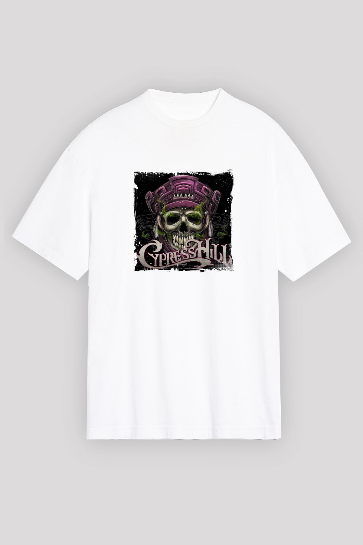 Cypress Hill Baskılı Oversize Beyaz Tişört