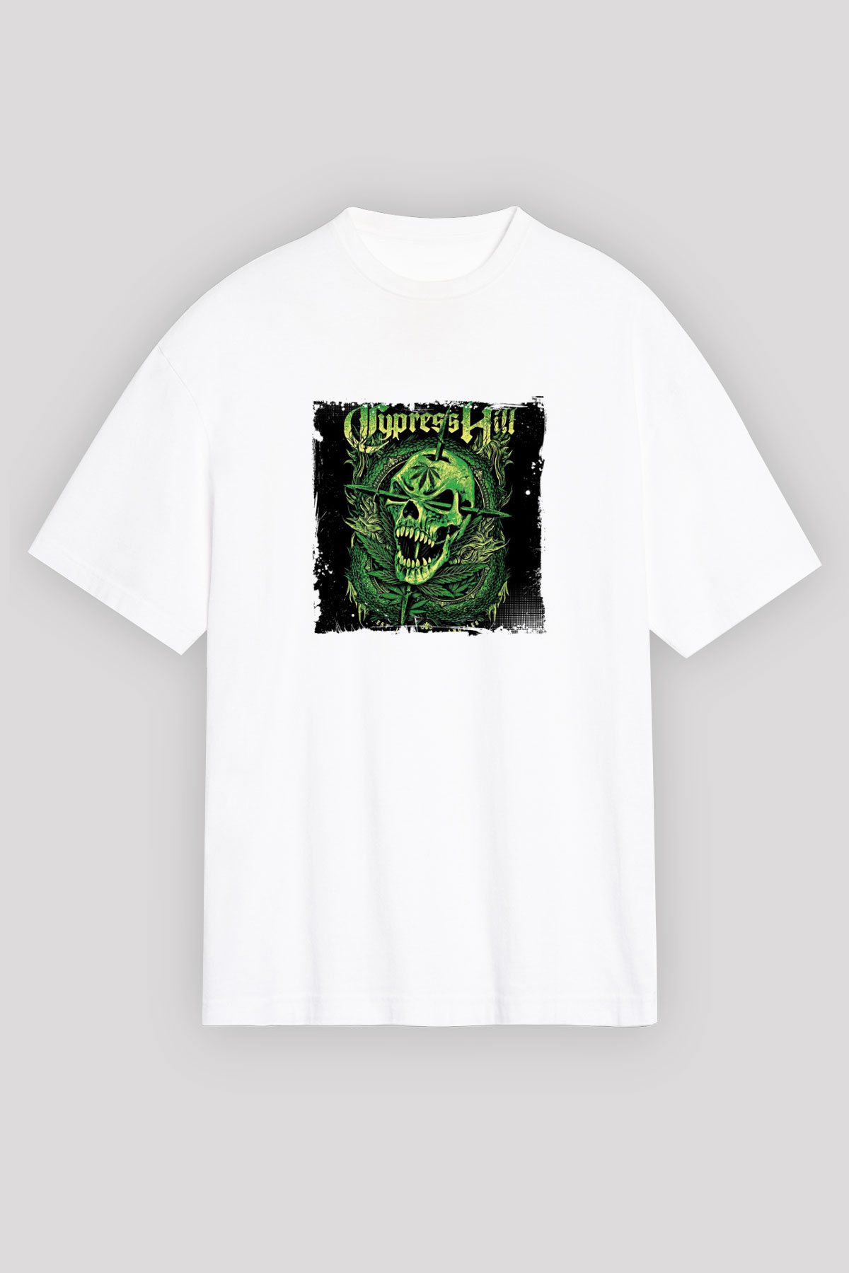 Cypress Hill Baskılı Oversize Beyaz Tişört