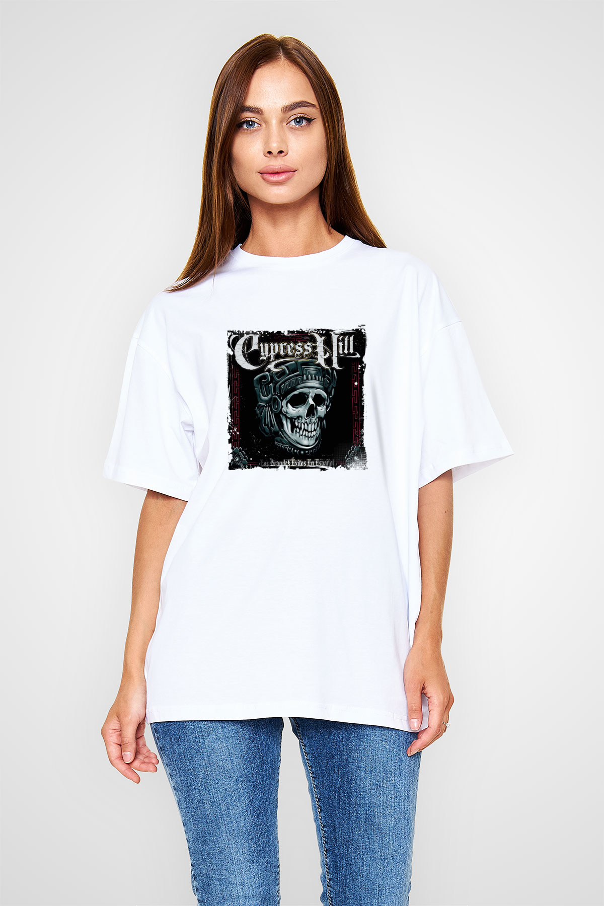 Cypress Hill Baskılı Oversize Beyaz Tişört