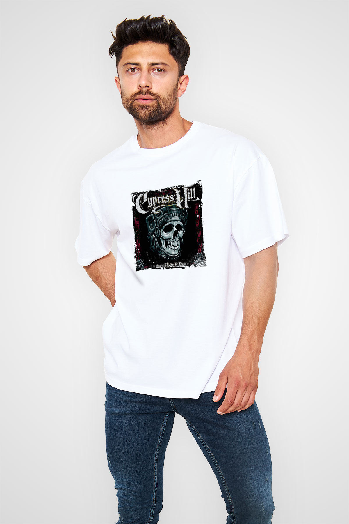 Cypress Hill Baskılı Oversize Beyaz Tişört