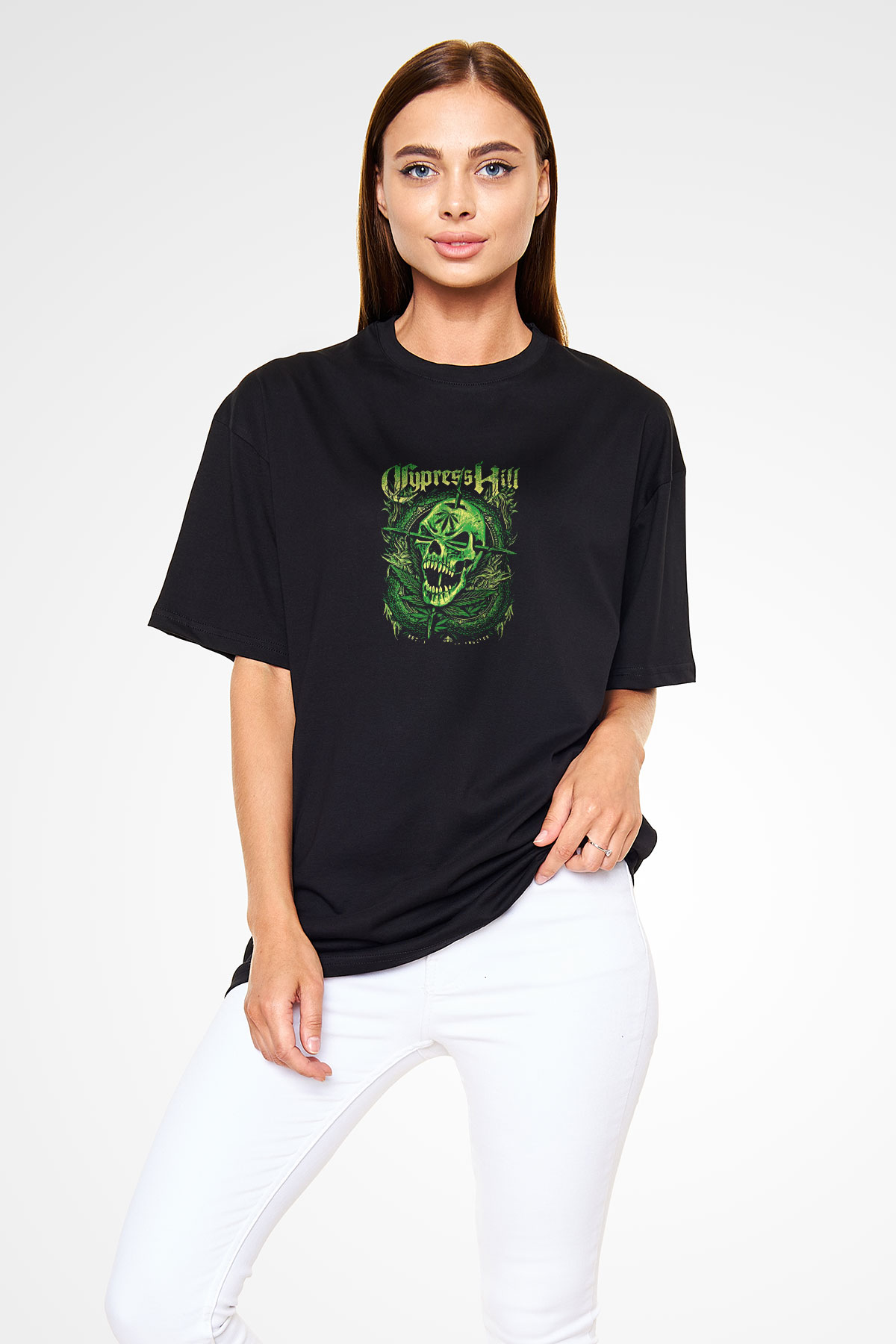 Cypress Hill Baskılı Unisex Oversize Siyah Tişört