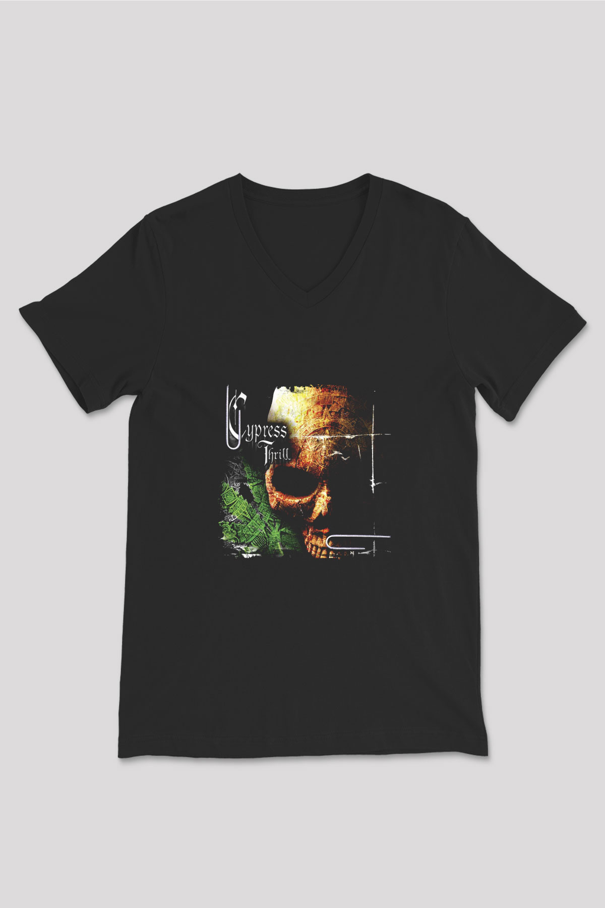 Cypress Hill Baskılı Unisex Siyah V Yaka Tişört