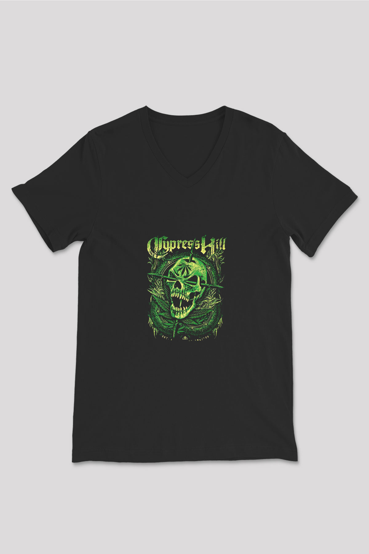 Cypress Hill Baskılı Unisex Siyah V Yaka Tişört