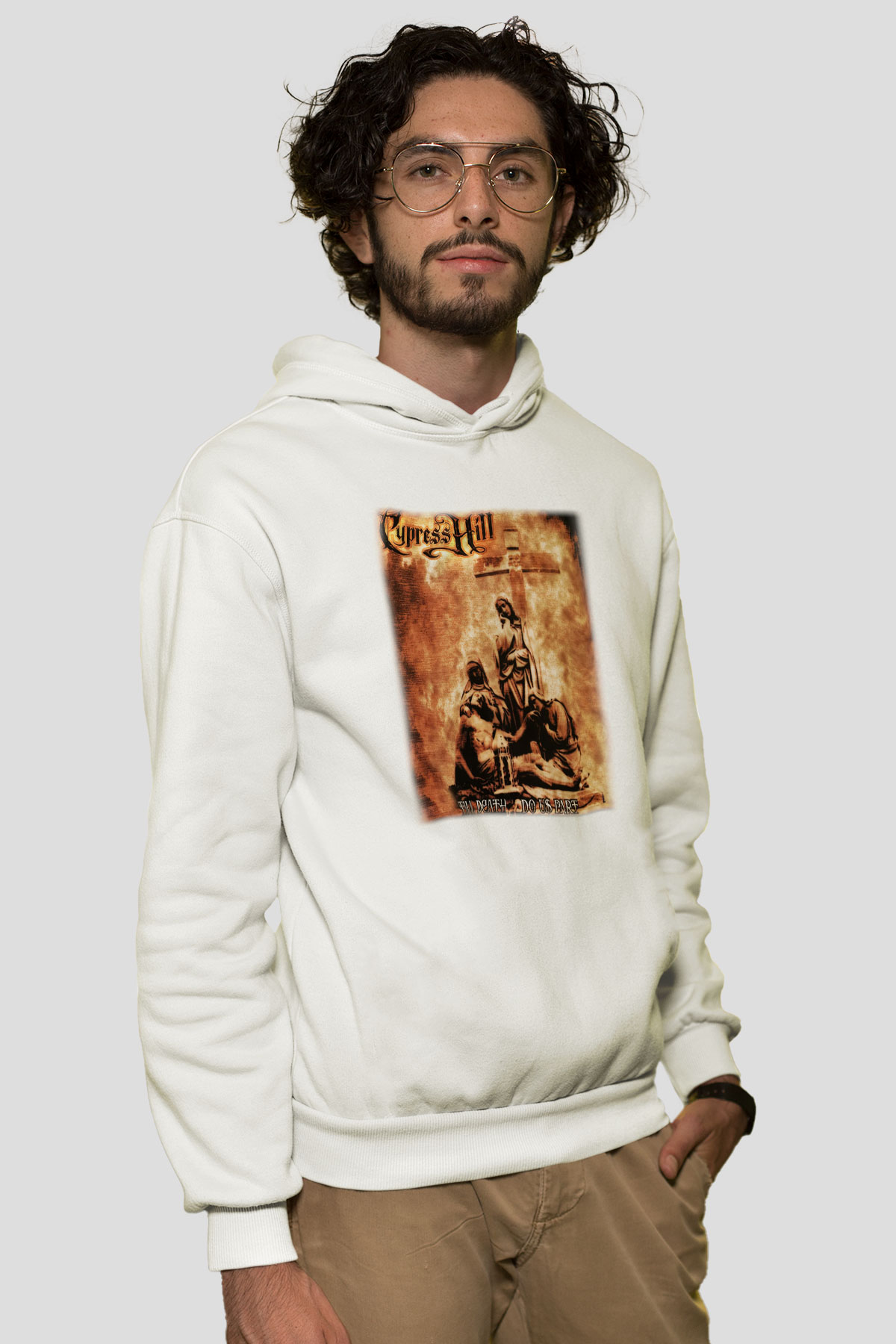 Cypress Hill Beyaz Unisex Kapşonlu Sweatshirt
