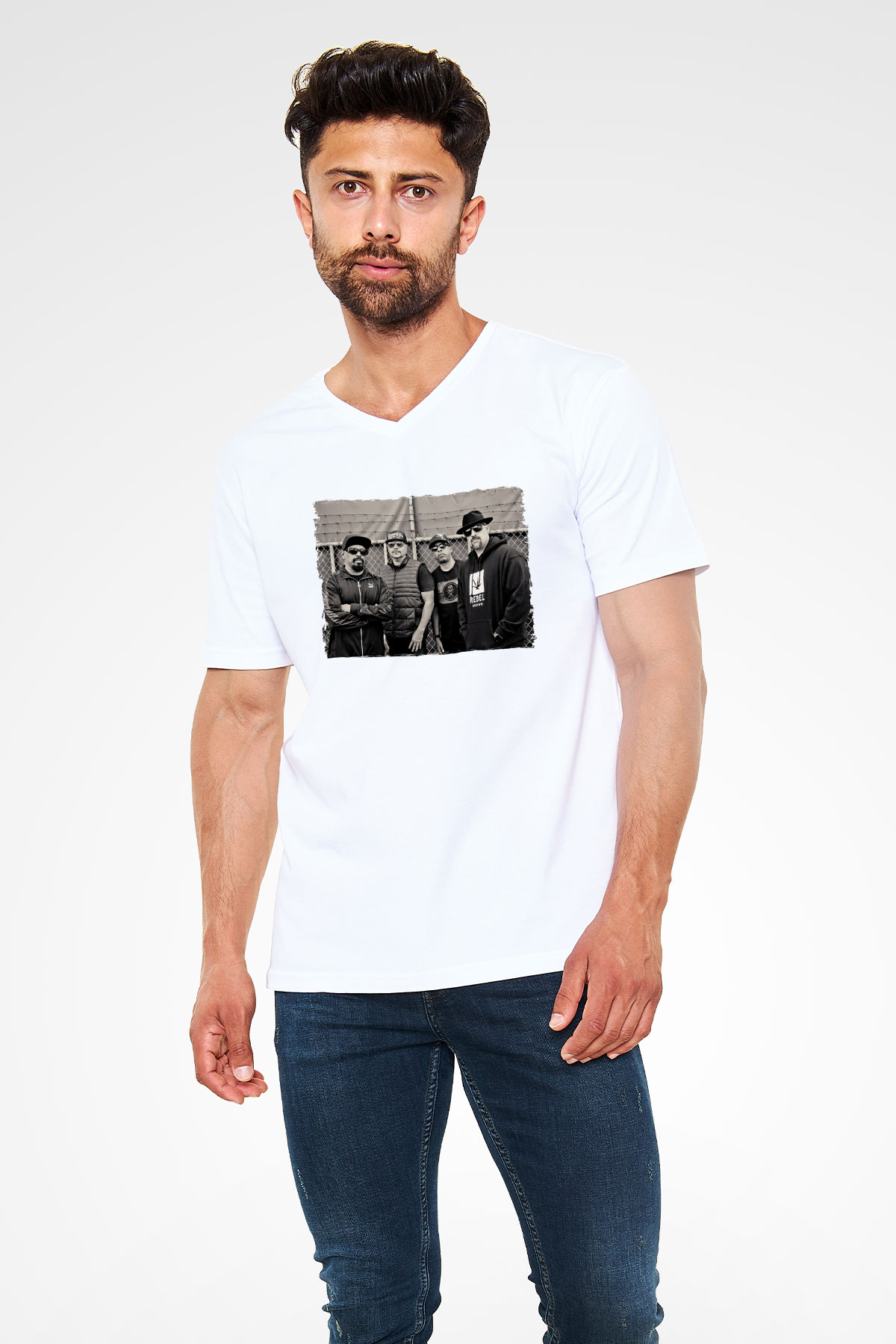 Cypress Hill Beyaz Unisex V Yaka Tişört