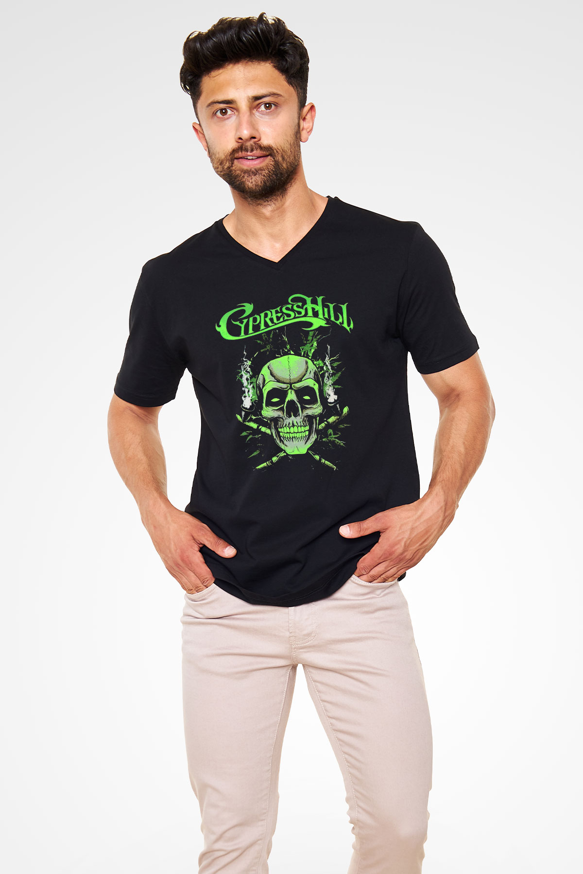 Cypress Hill Siyah Unisex V Yaka Tişört