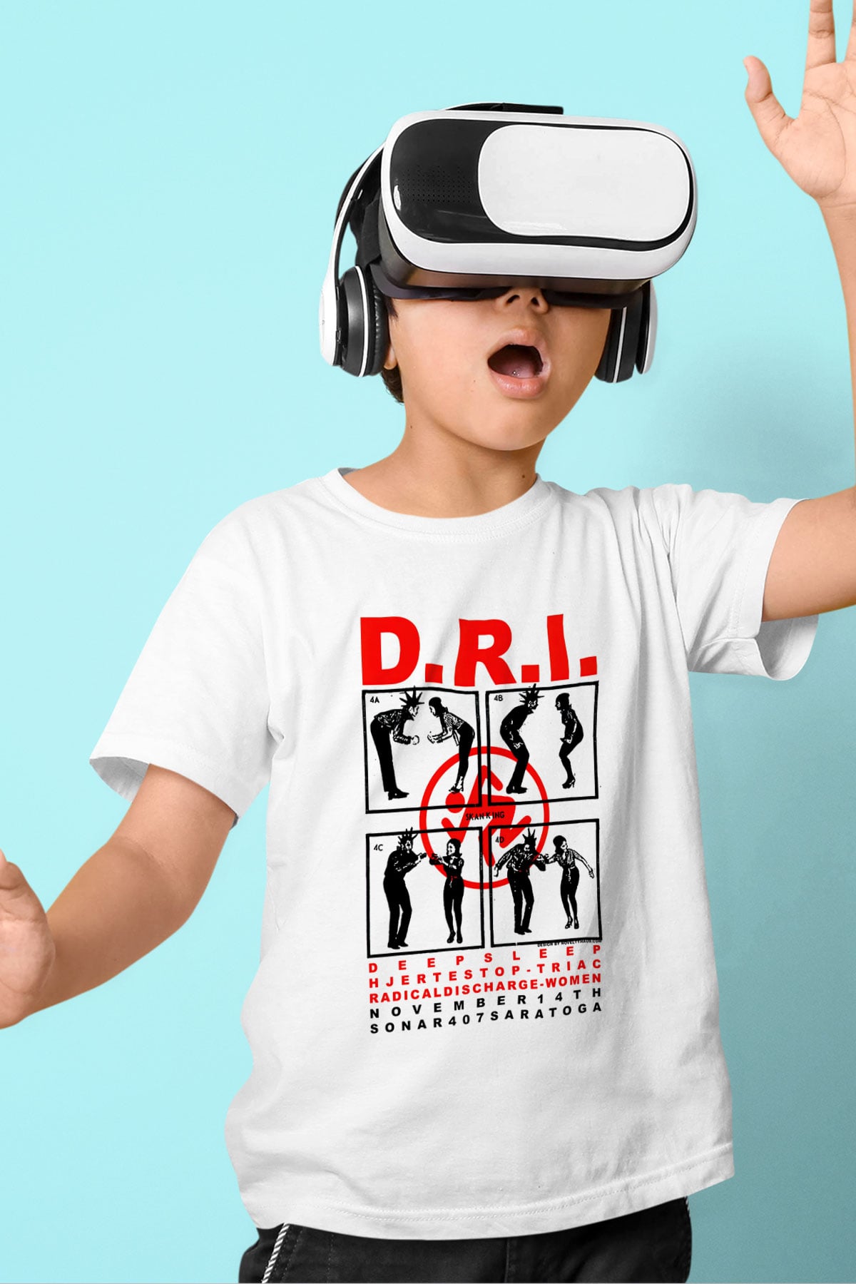 D.R.I Baskılı Beyaz Unisex Çocuk Tişört