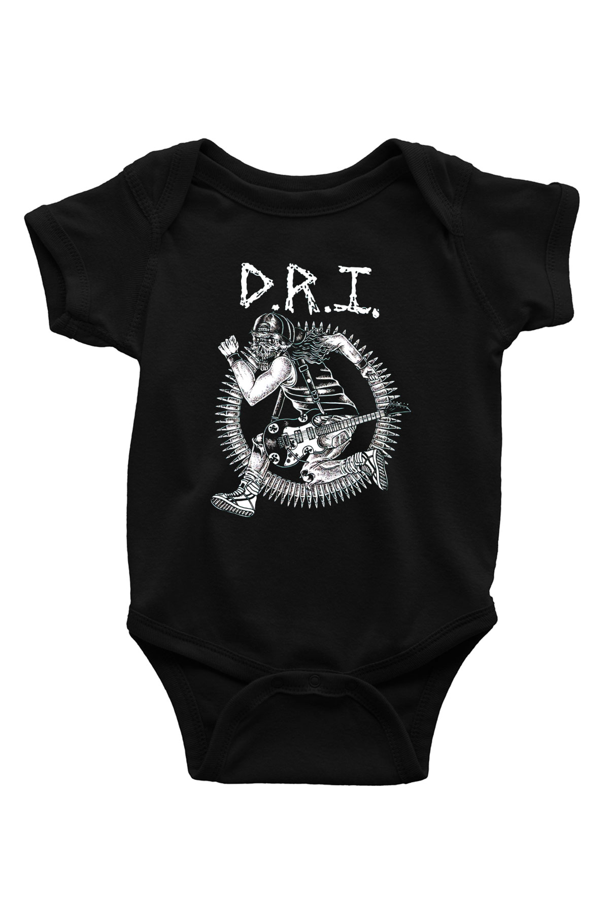 D.R.I Baskılı Siyah Bebek Body - Zıbın