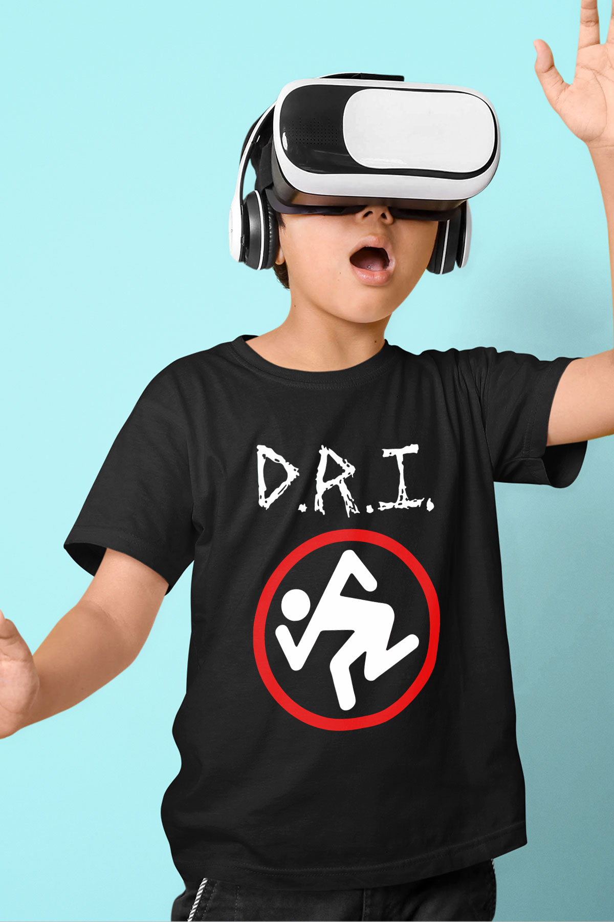 D.R.I Baskılı Siyah Unisex Çocuk Tişört