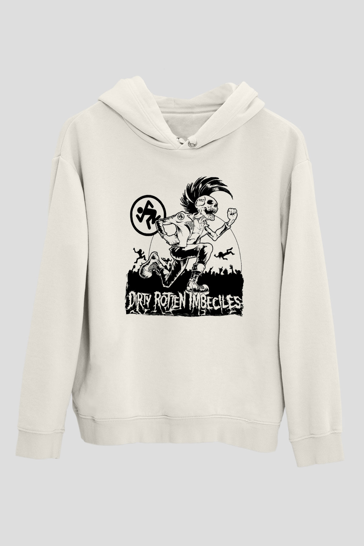 D.R.I Beyaz Unisex Kapüşonlu Sweatshirt