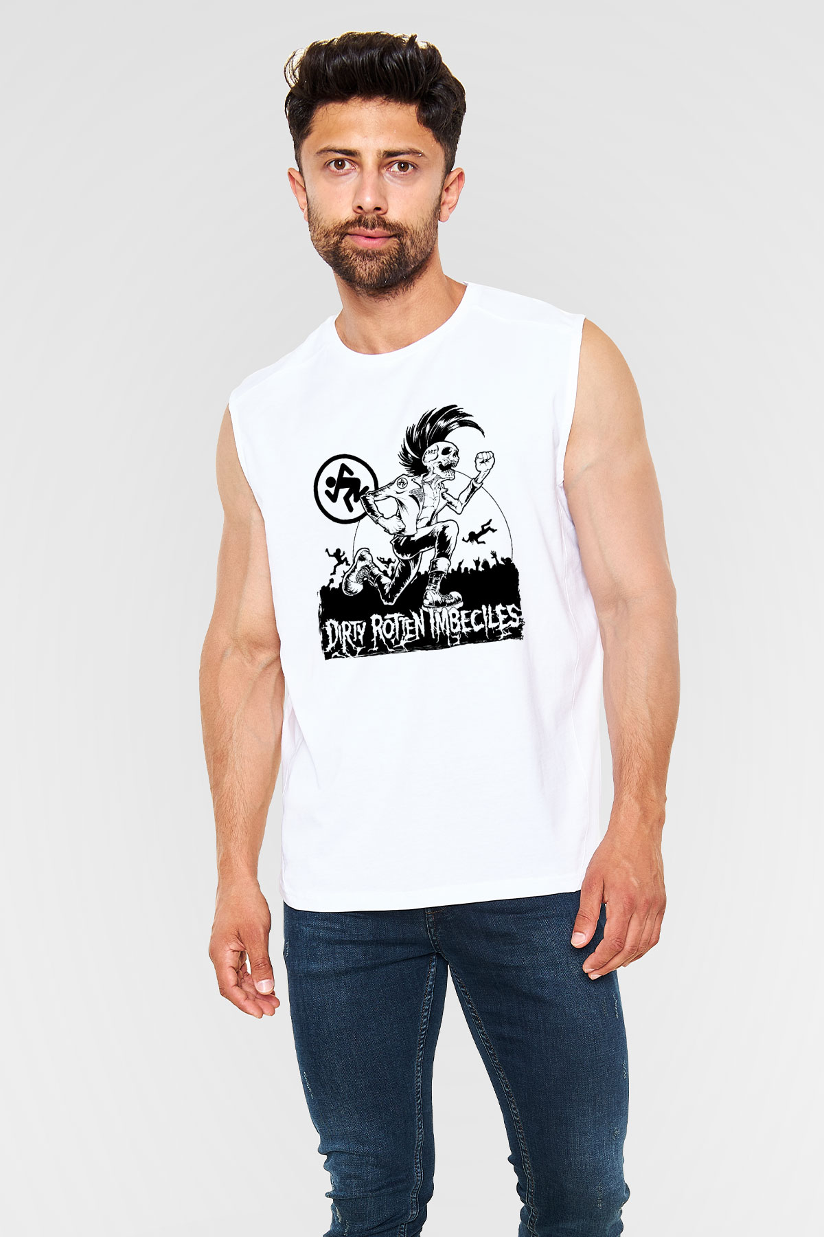 D.R.I Beyaz Unisex Kolsuz Tişört