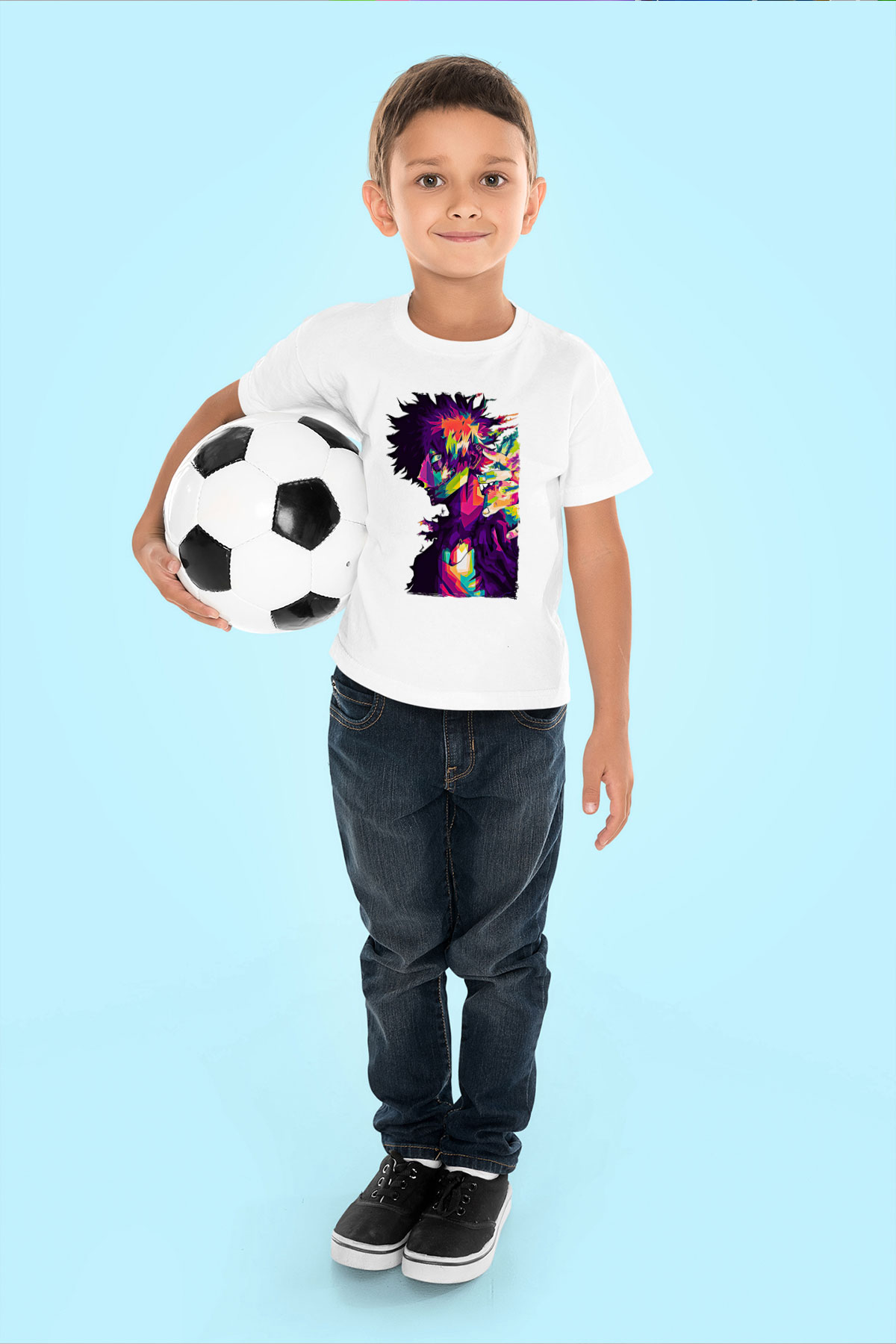 Dabi Baskılı Beyaz Unisex Beyaz Çocuk Tişört - Tshirt