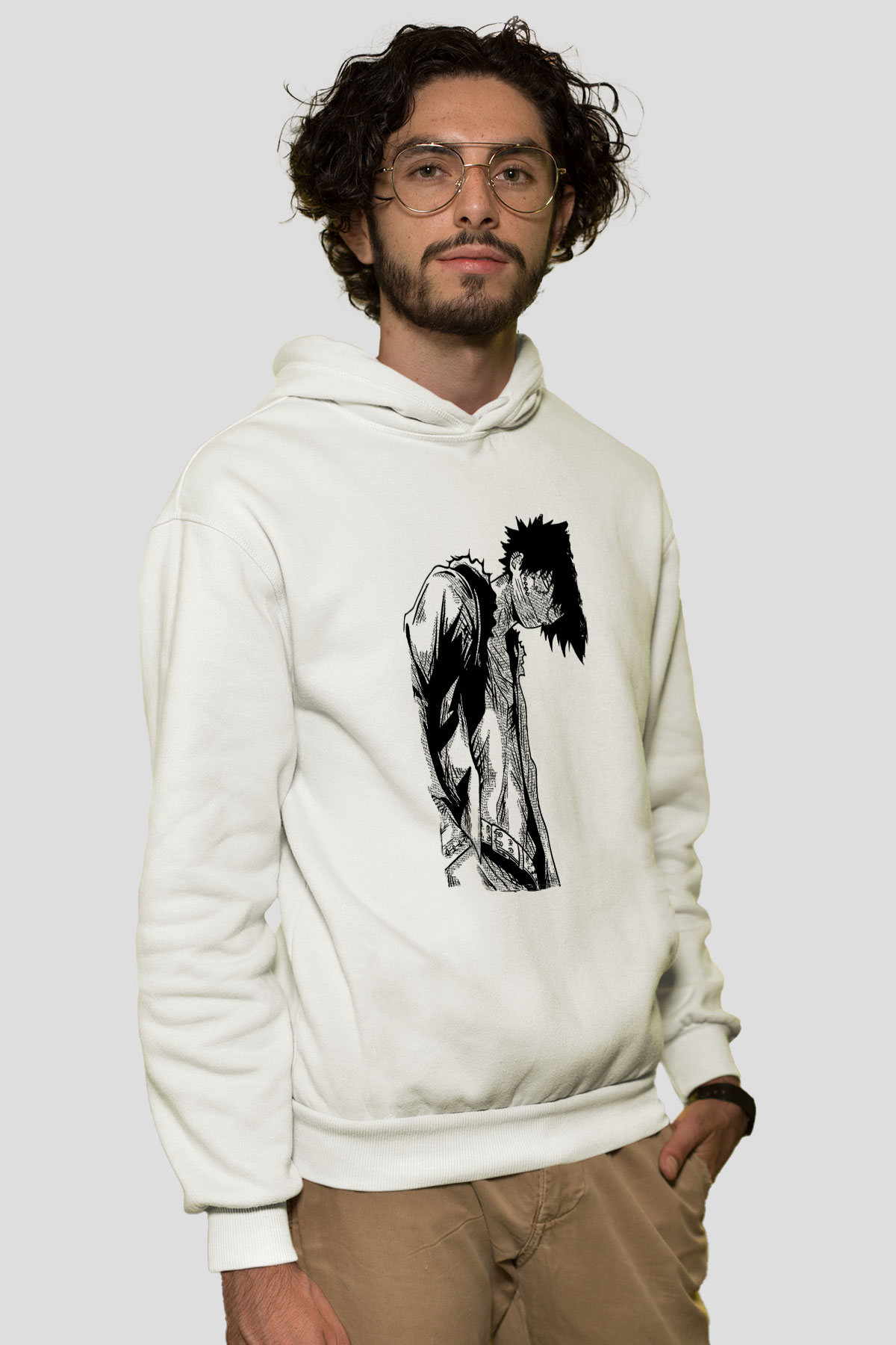 Dabi Baskılı Beyaz Unisex Hoodie