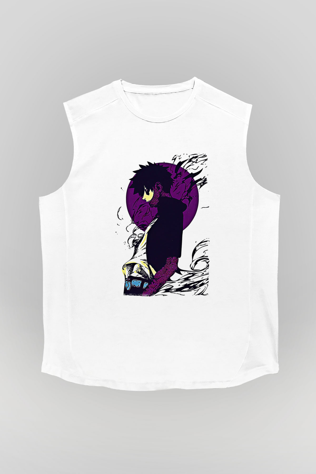 Dabi Baskılı Beyaz Unisex Kolsuz Tişört - Tshirt