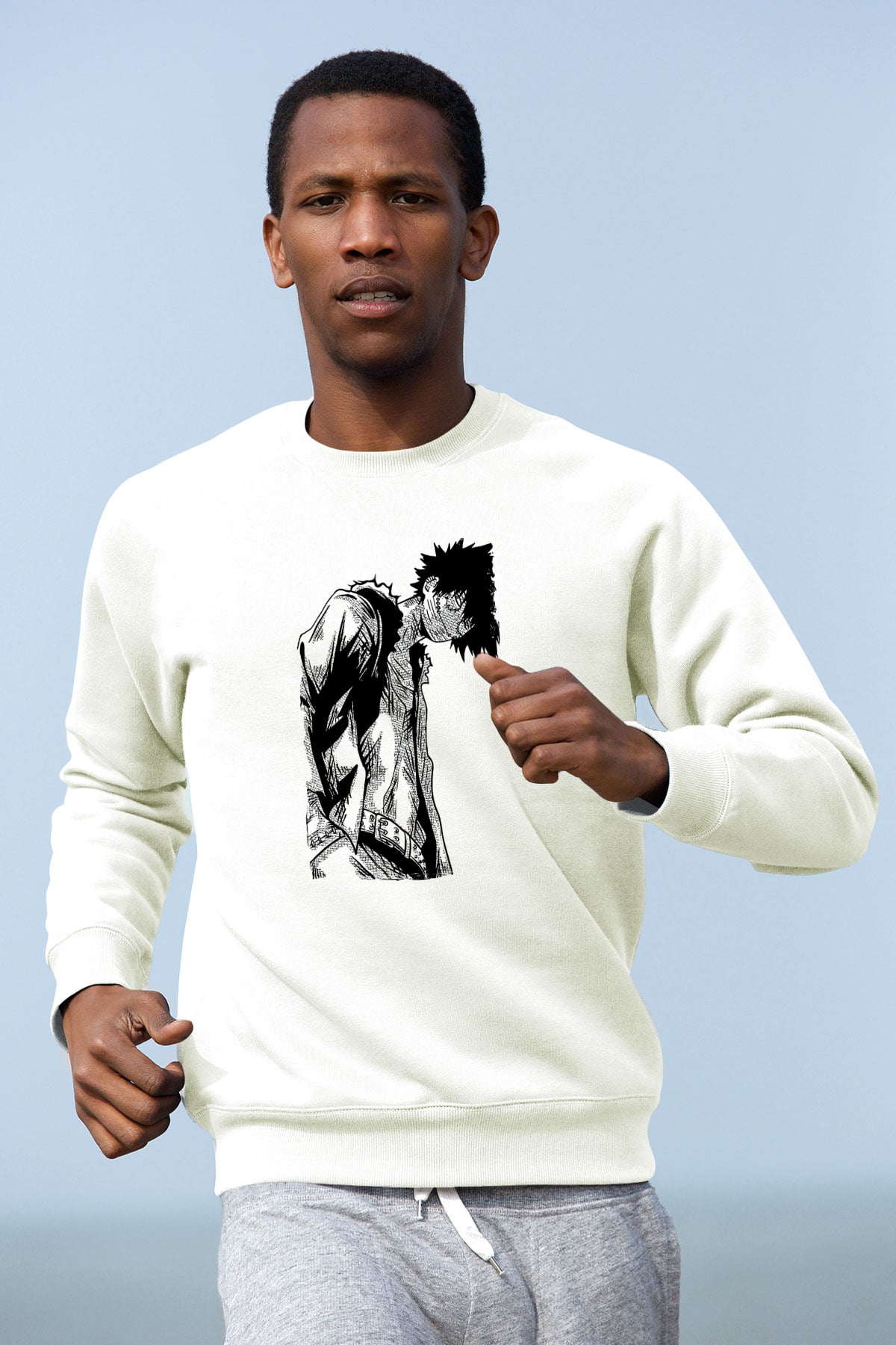 Dabi Baskılı Beyaz Unisex Sweatshirt