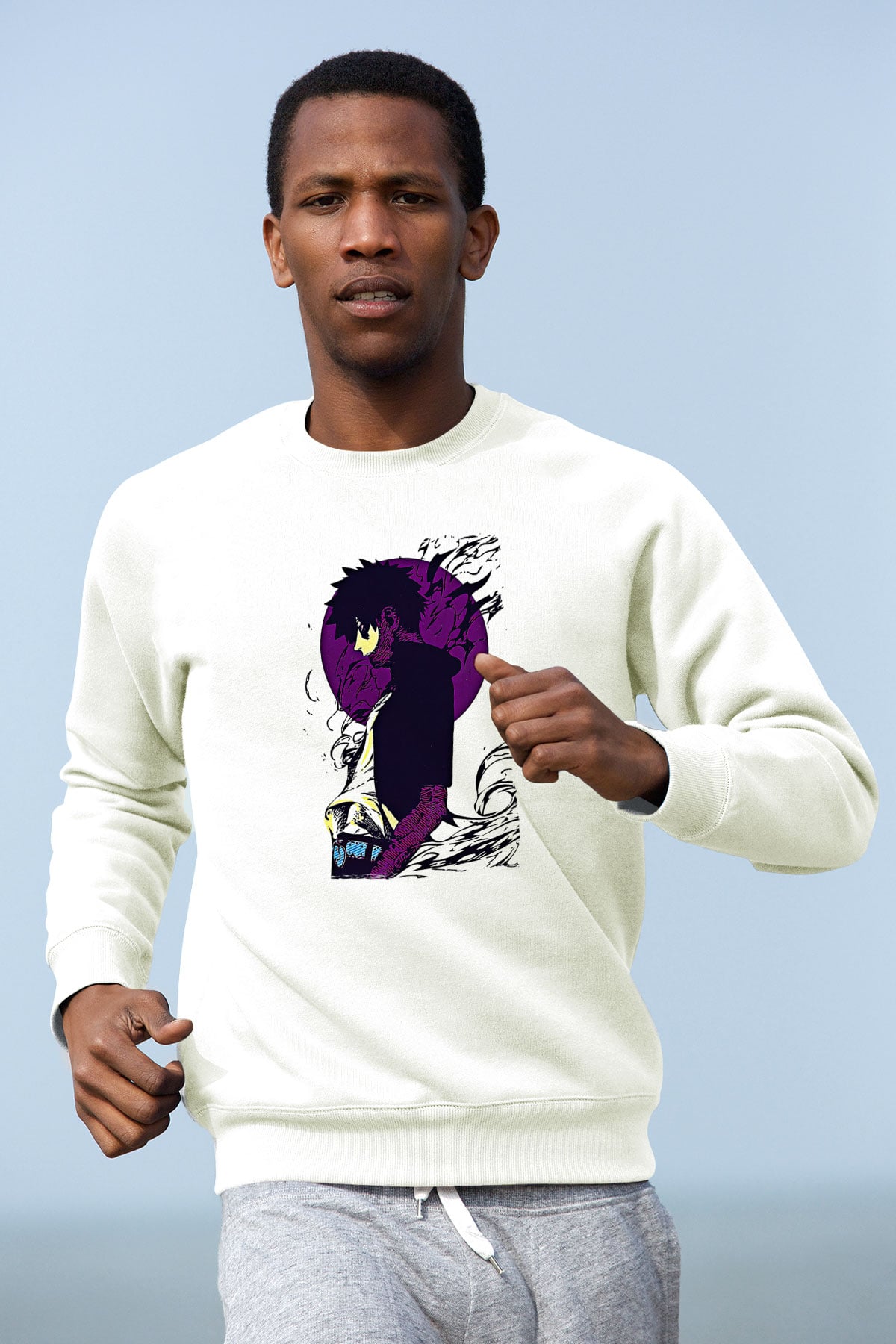 Dabi Baskılı Beyaz Unisex Sweatshirt