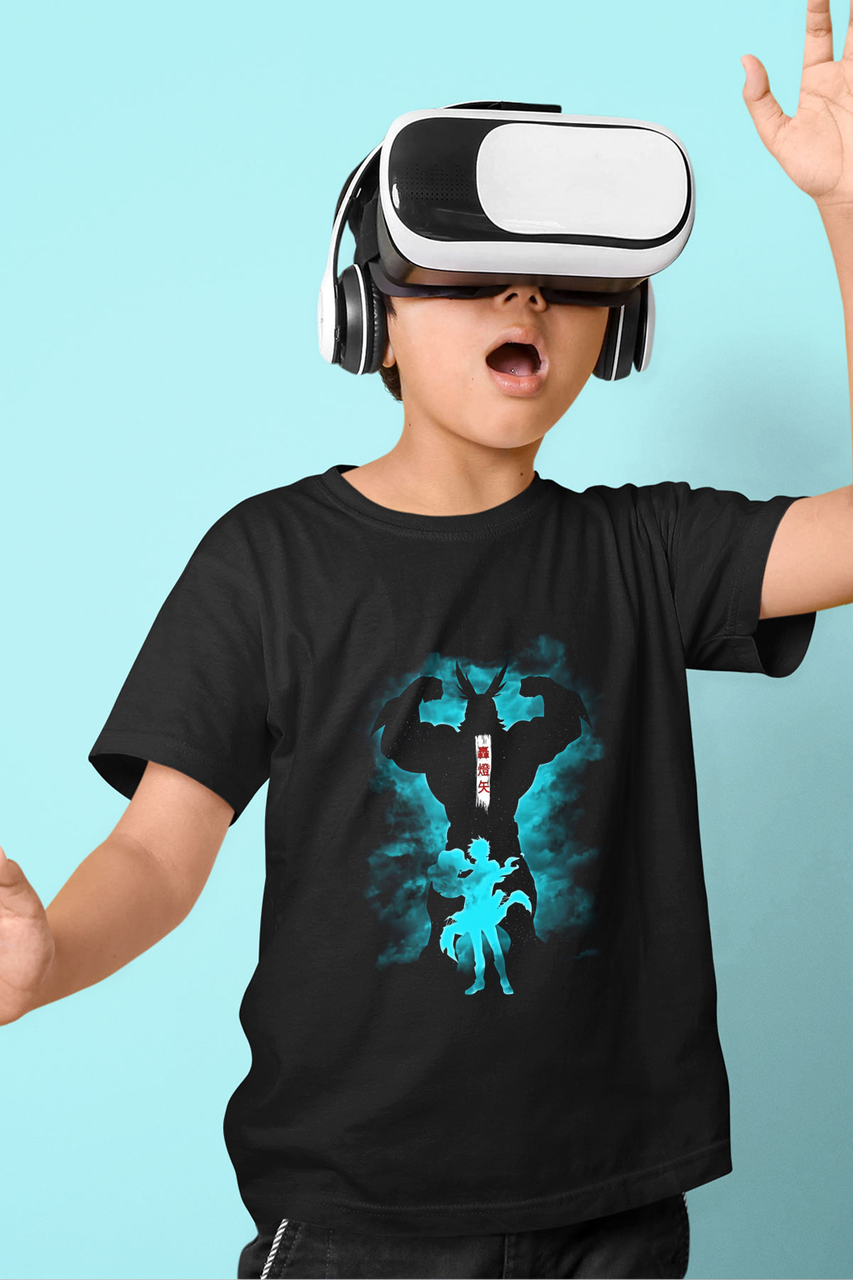 Dabi Baskılı Unisex Siyah Çocuk Tişört - Tshirt