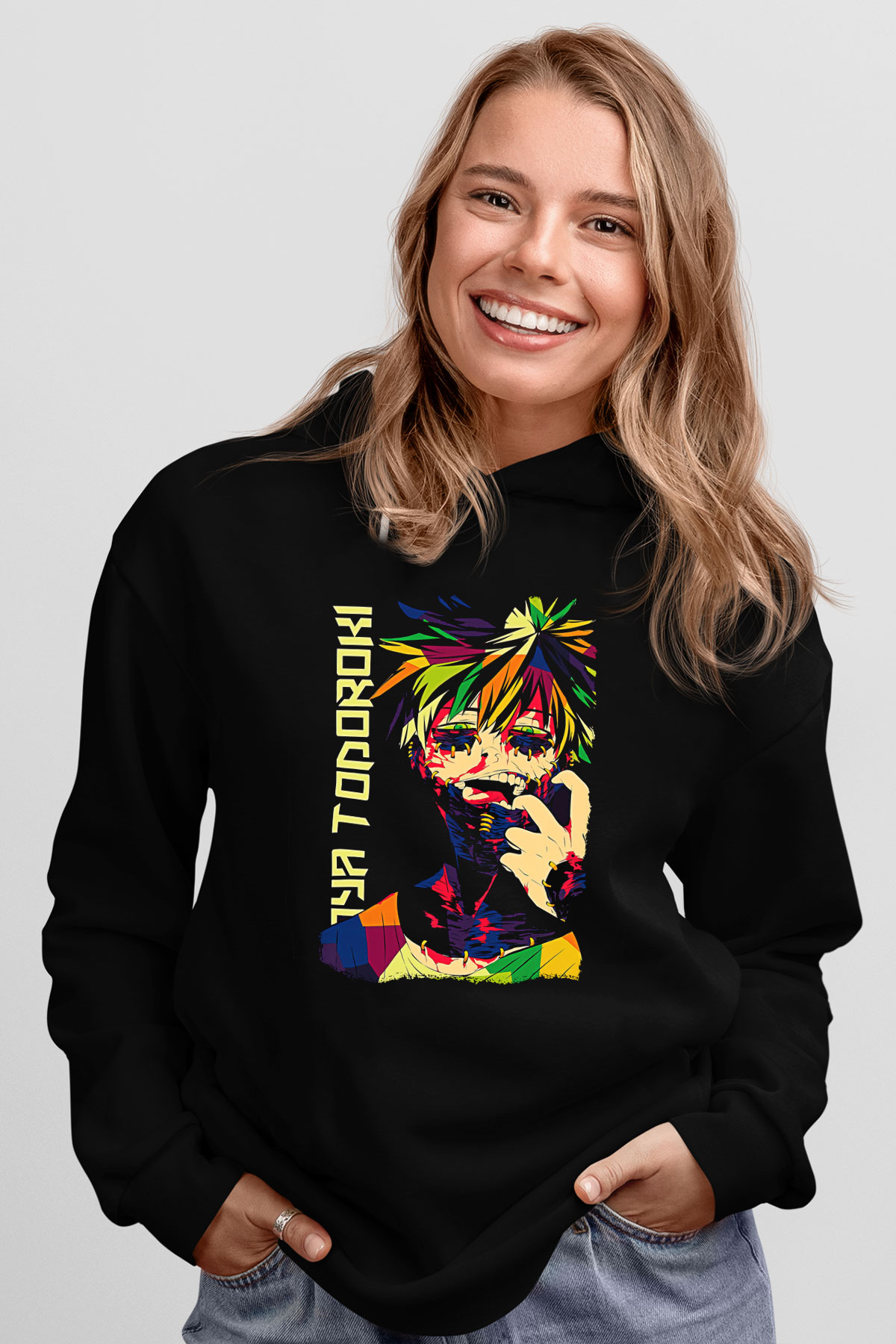Dabi Baskılı Unisex Siyah Hoodie