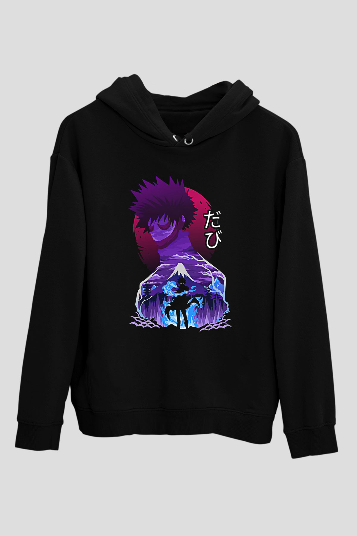 Dabi Baskılı Unisex Siyah Hoodie