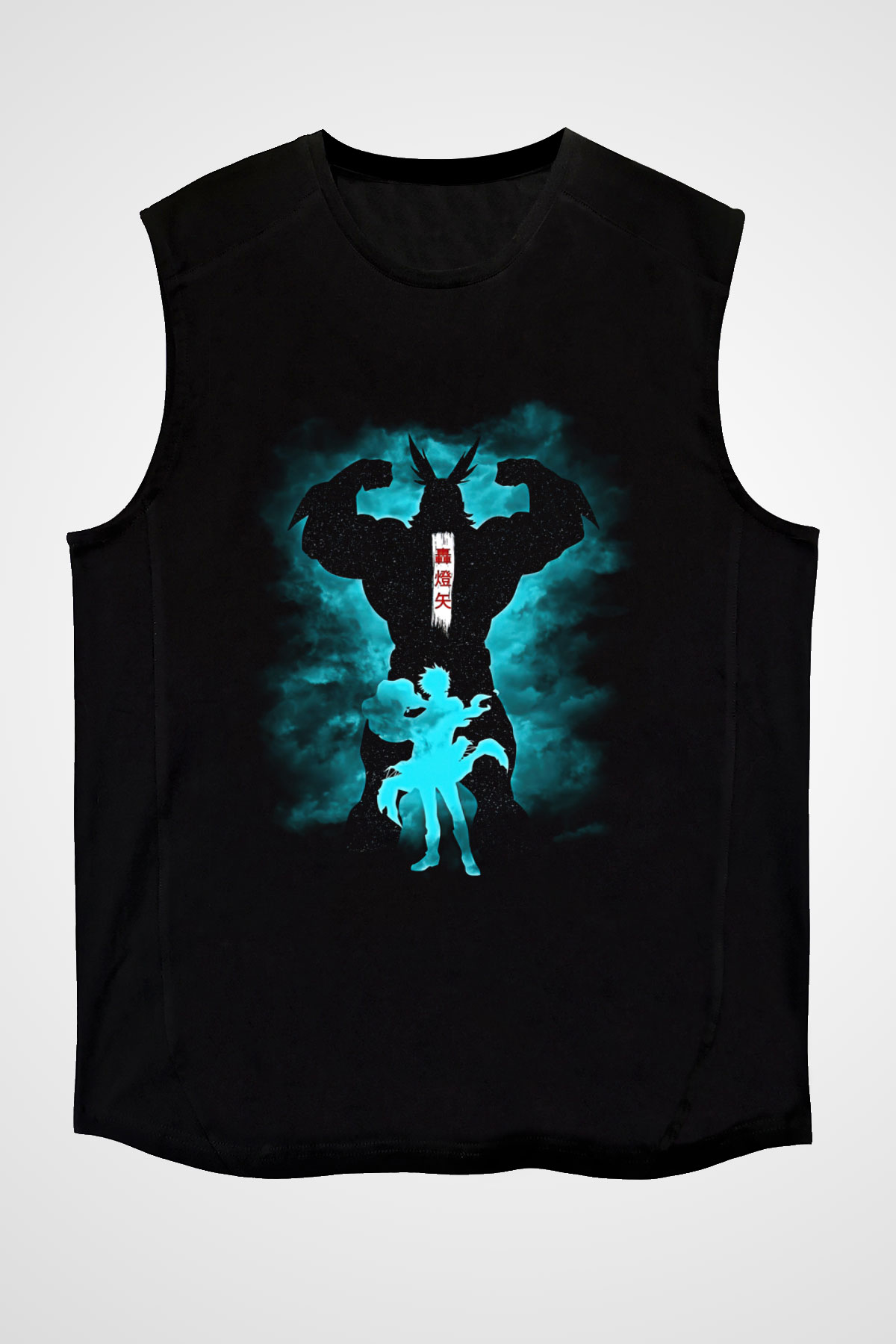 Dabi Baskılı Unisex Siyah Kolsuz Tişört - Tshirt