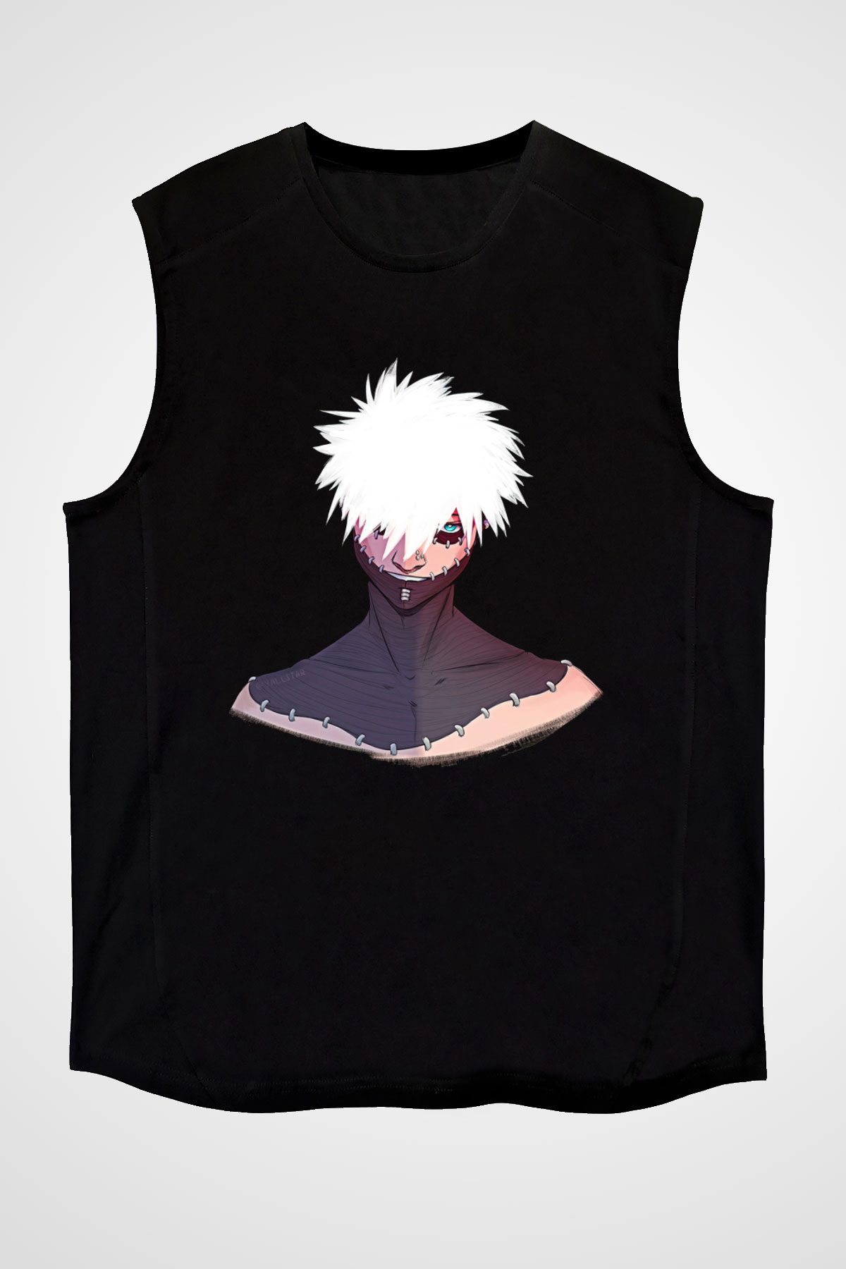 Dabi Baskılı Unisex Siyah Kolsuz Tişört - Tshirt
