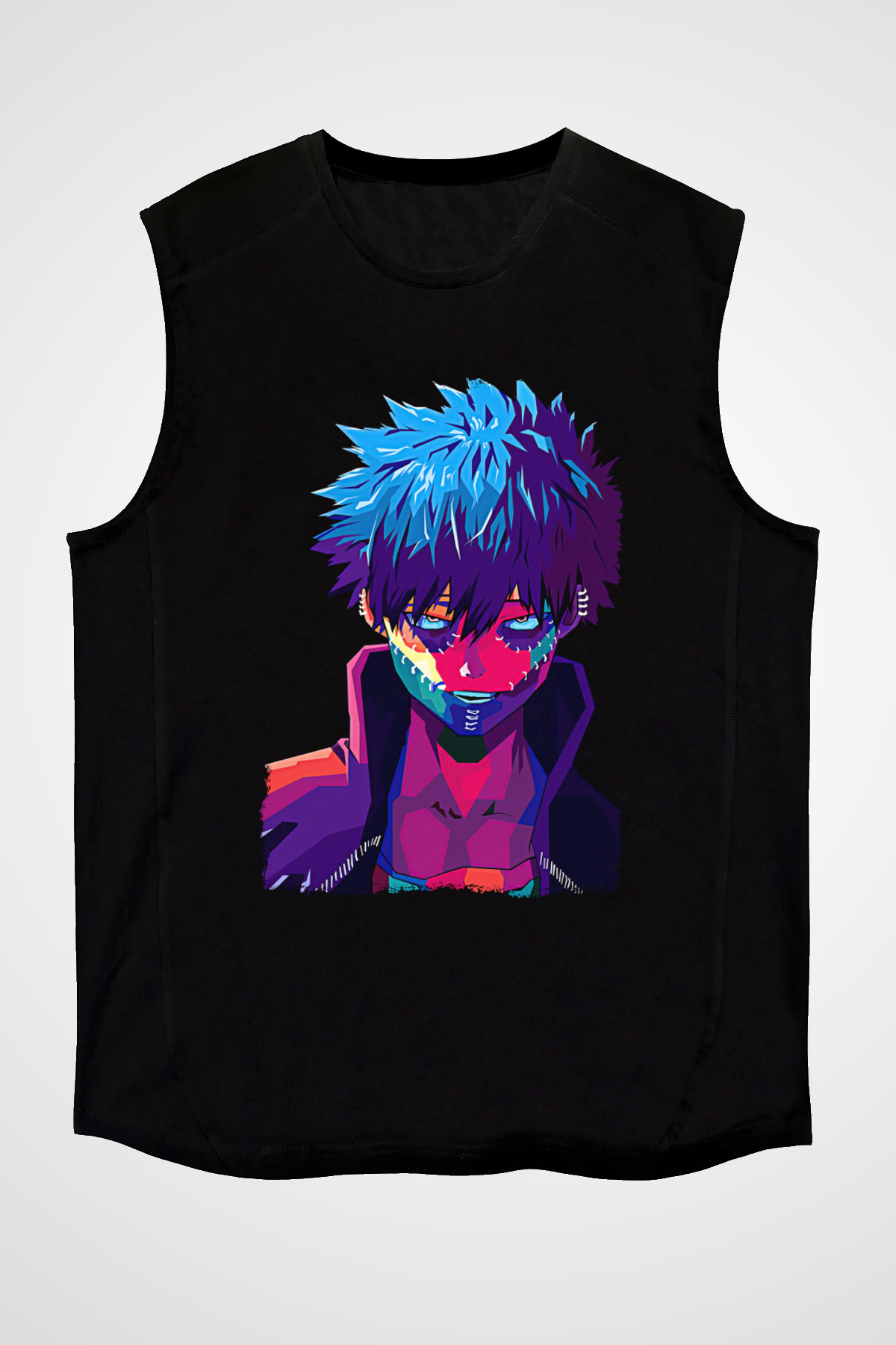 Dabi Baskılı Unisex Siyah Kolsuz Tişört - Tshirt