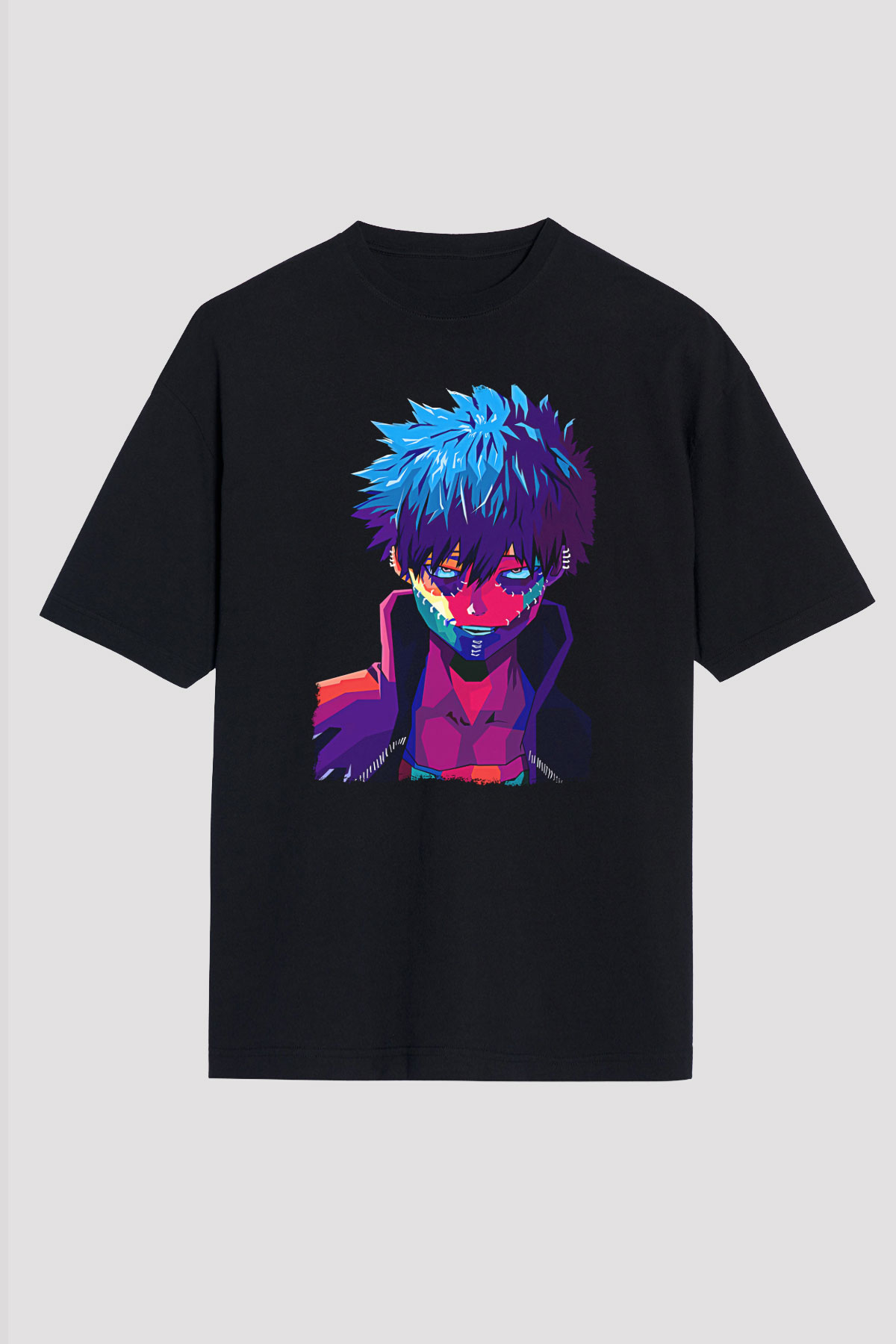 Dabi Baskılı Unisex Siyah Oversize Tişört - Tshirt