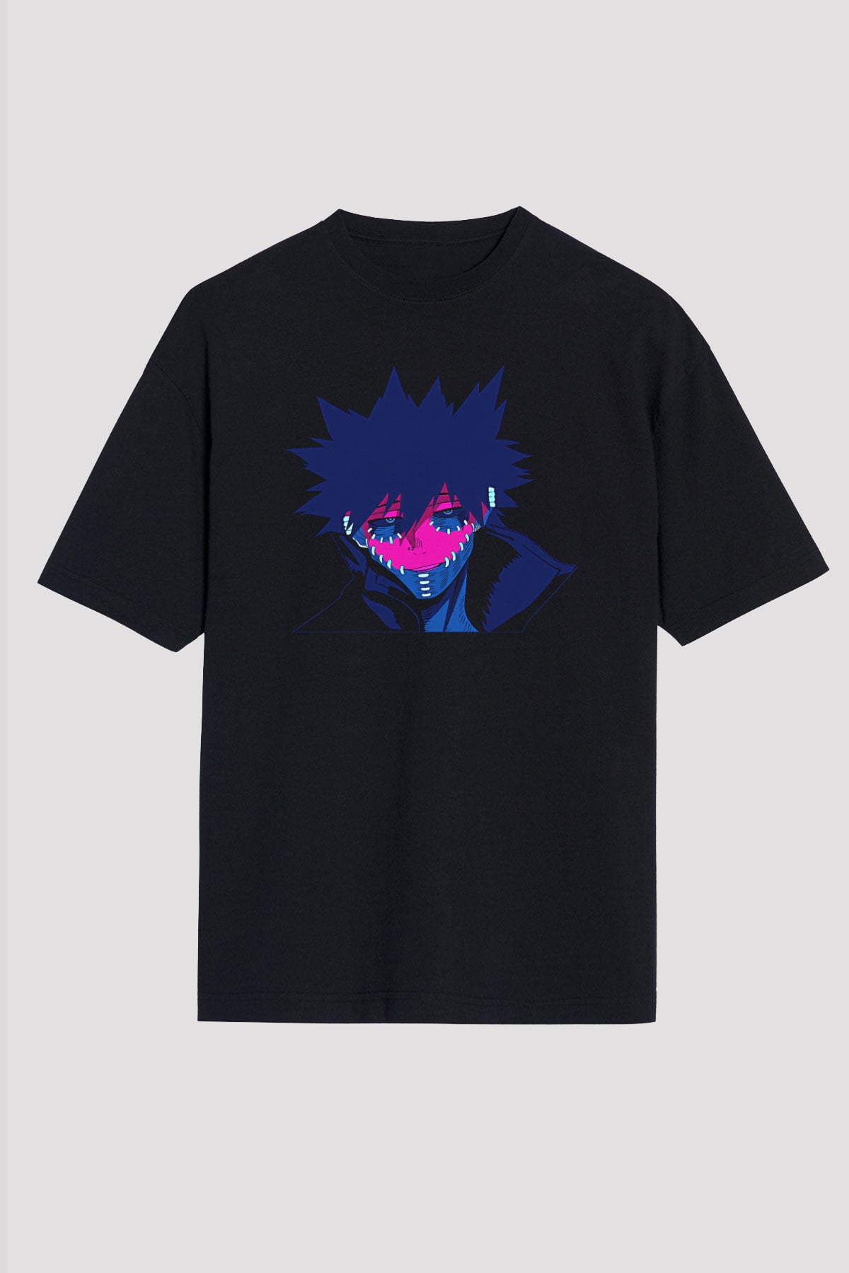Dabi Baskılı Unisex Siyah Oversize Tişört - Tshirt