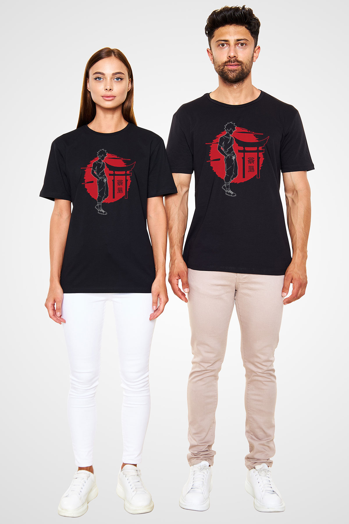 Dabi Baskılı Unisex Siyah Tişört - Tshirt