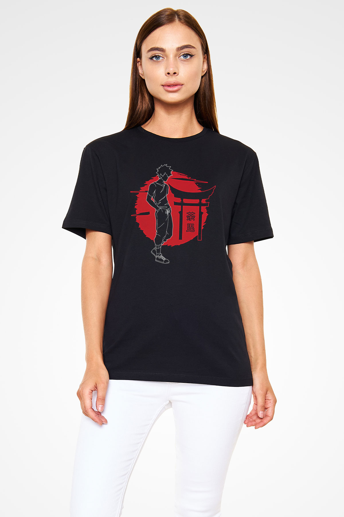 Dabi Baskılı Unisex Siyah Tişört - Tshirt
